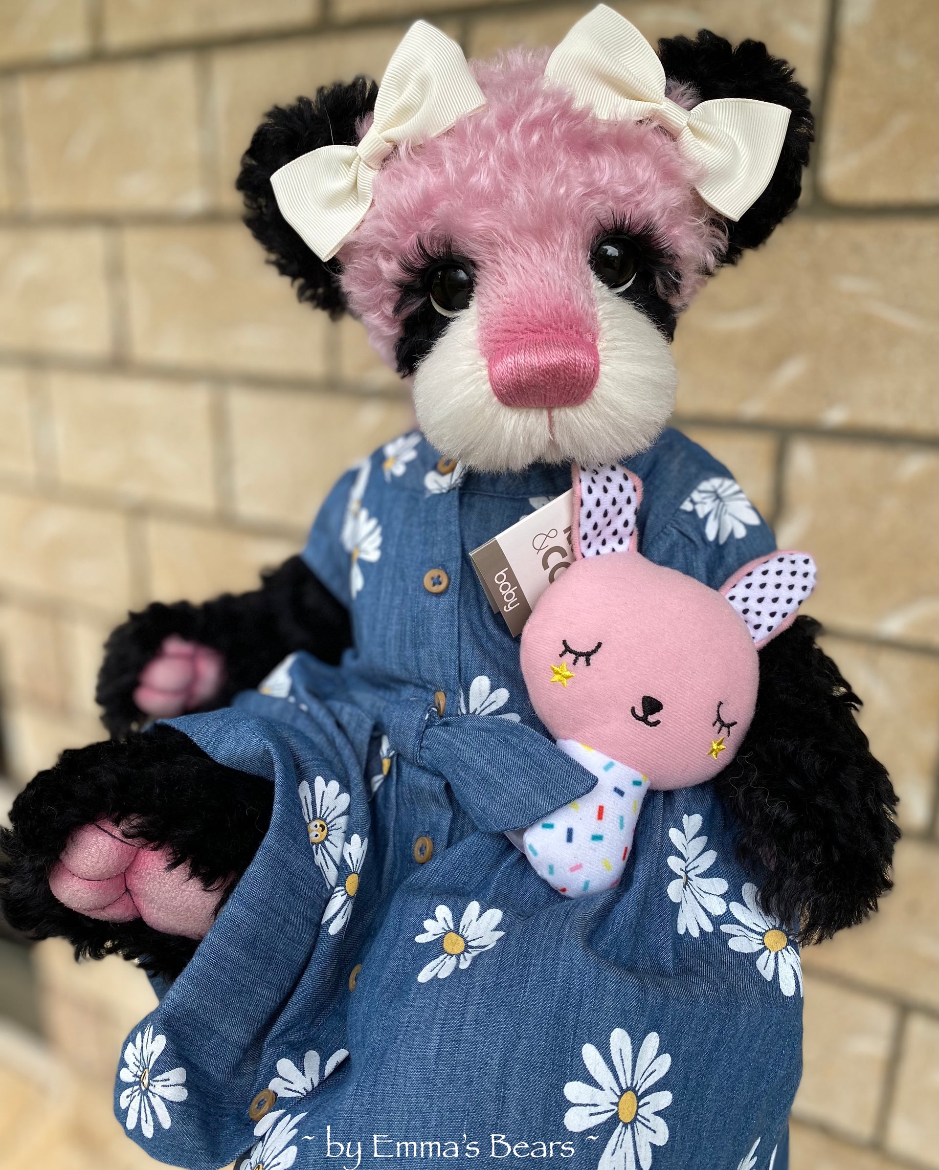 Custom Pink Panda - 18" Kid Mohair and Alpaca Artist Baby Bear by Emma's Bears - OOAK