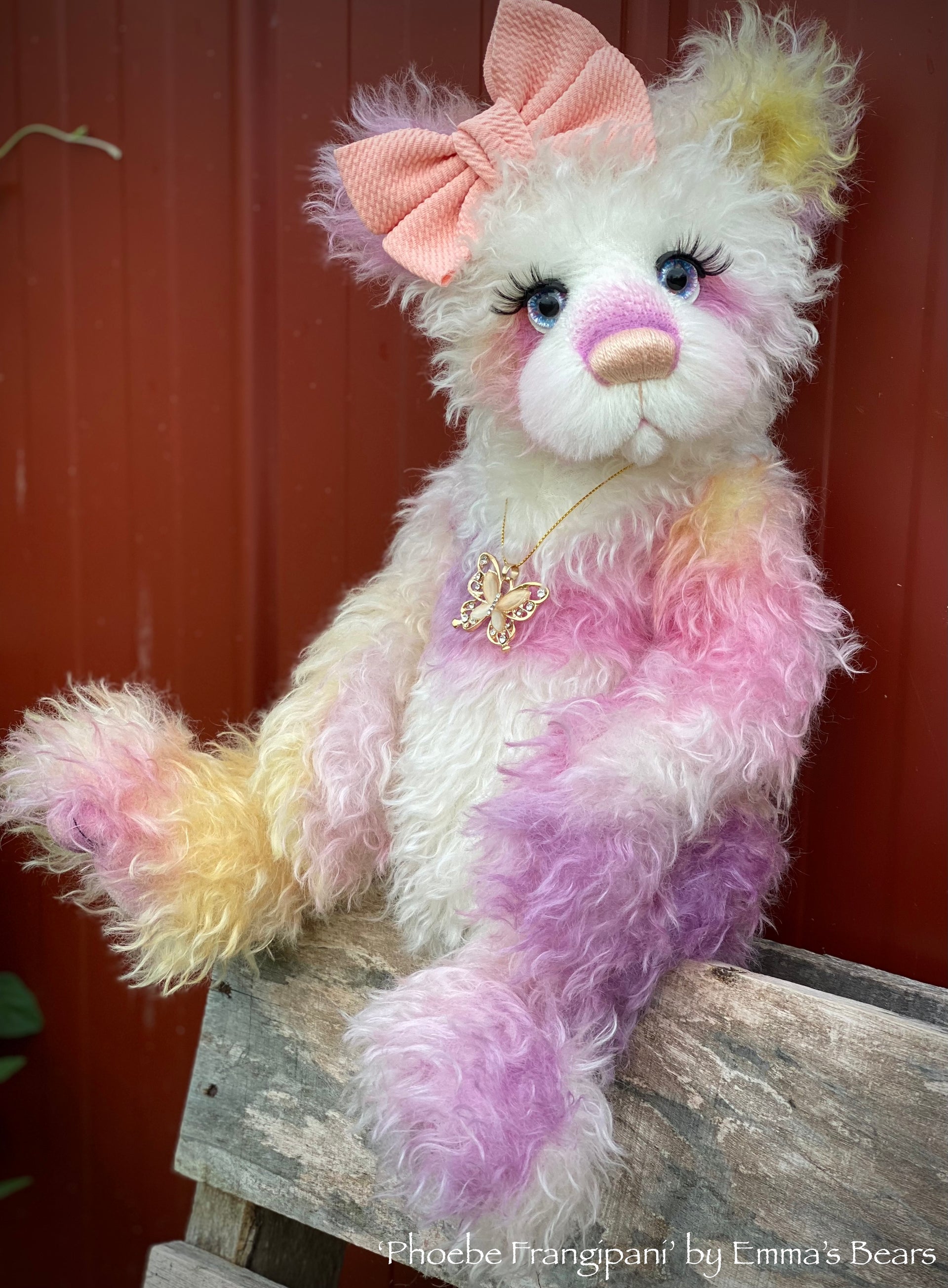 Phoebe Frangipani - 18" Hand-dyed Mohair Artist Baby Bear by Emmas Bears - OOAK