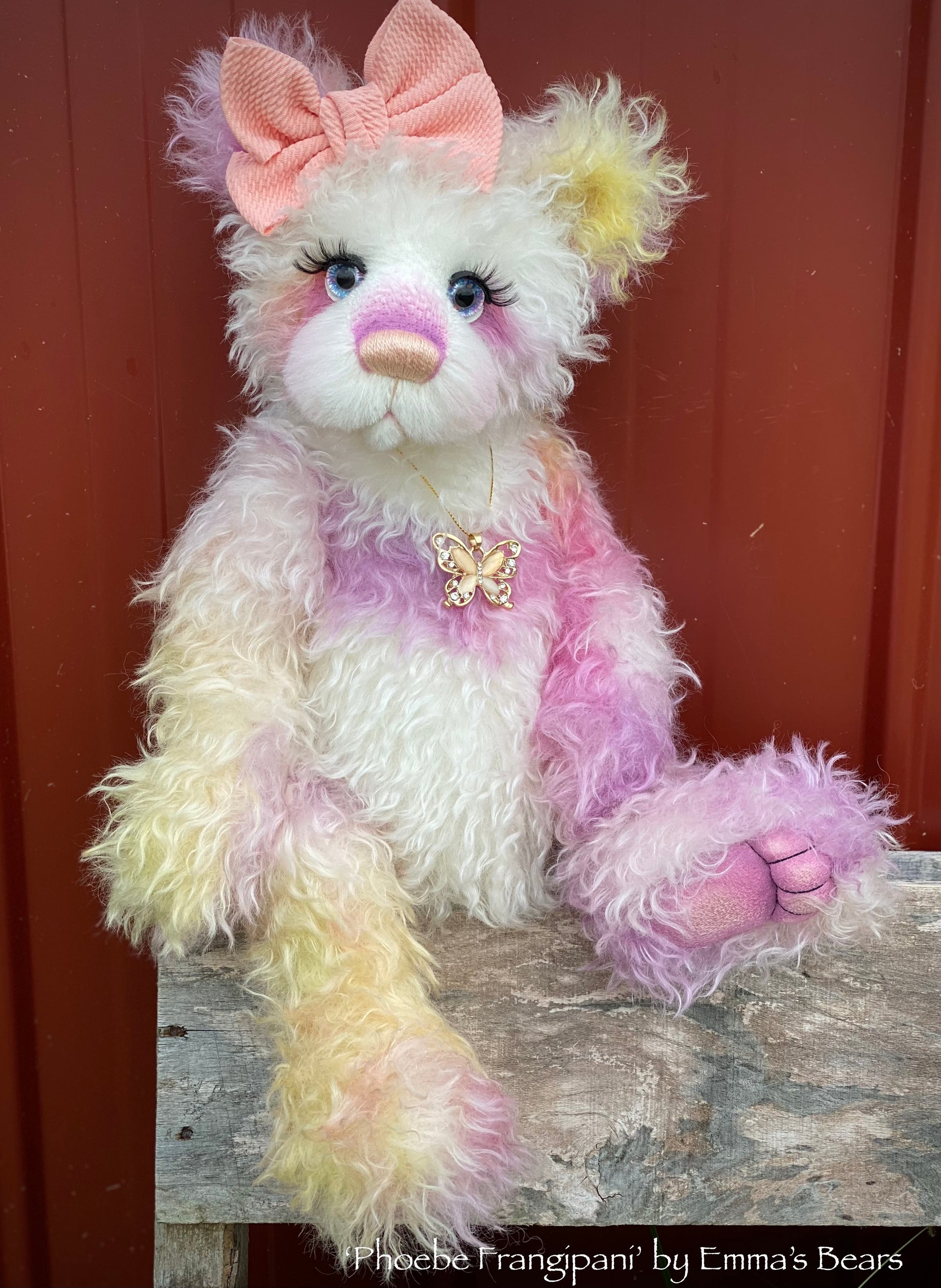 Phoebe Frangipani - 18" Hand-dyed Mohair Artist Baby Bear by Emmas Bears - OOAK