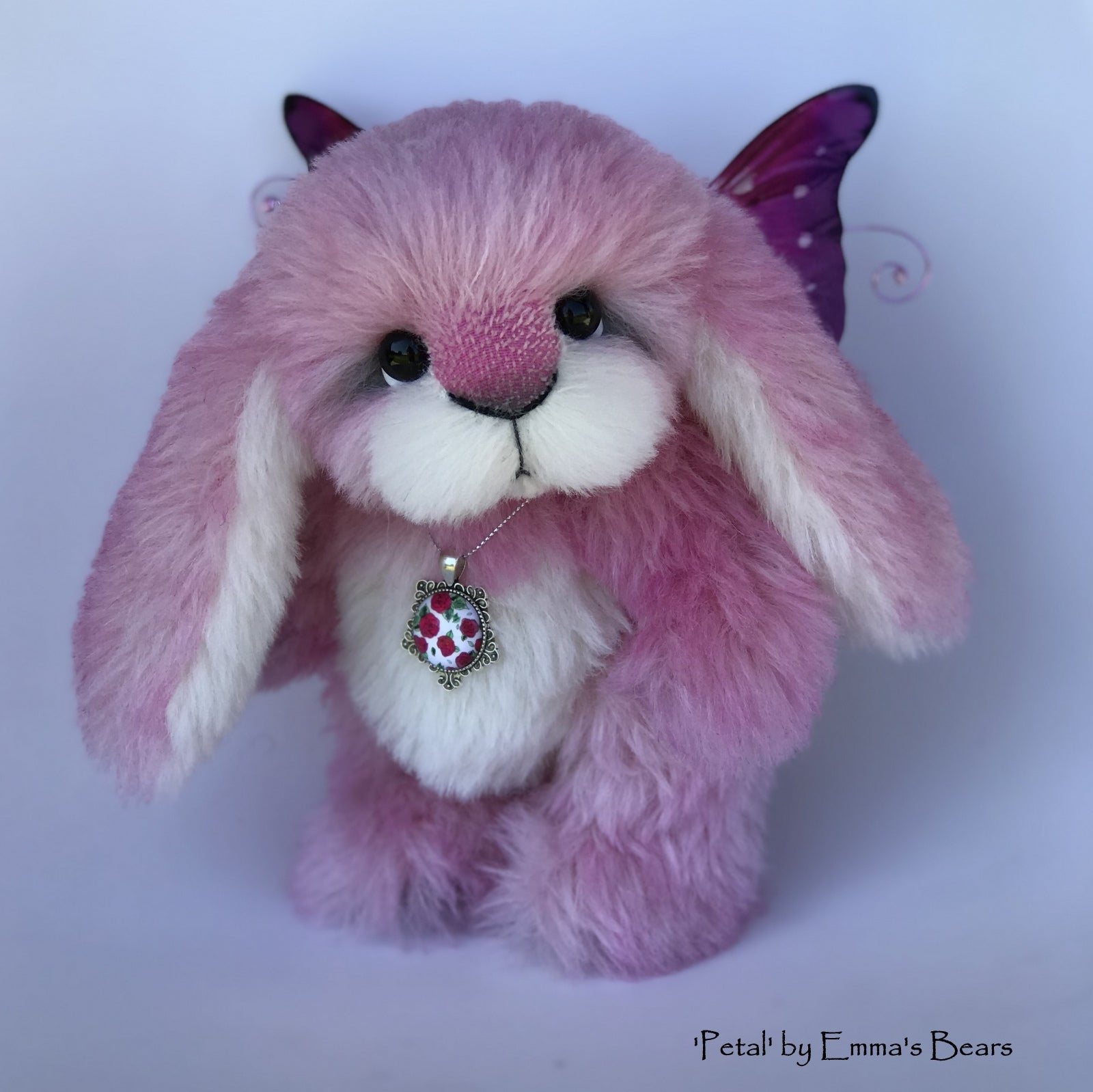 Petal - 9" Hand dyed alpaca artist Easter Bunny by Emma's Bears - OOAK