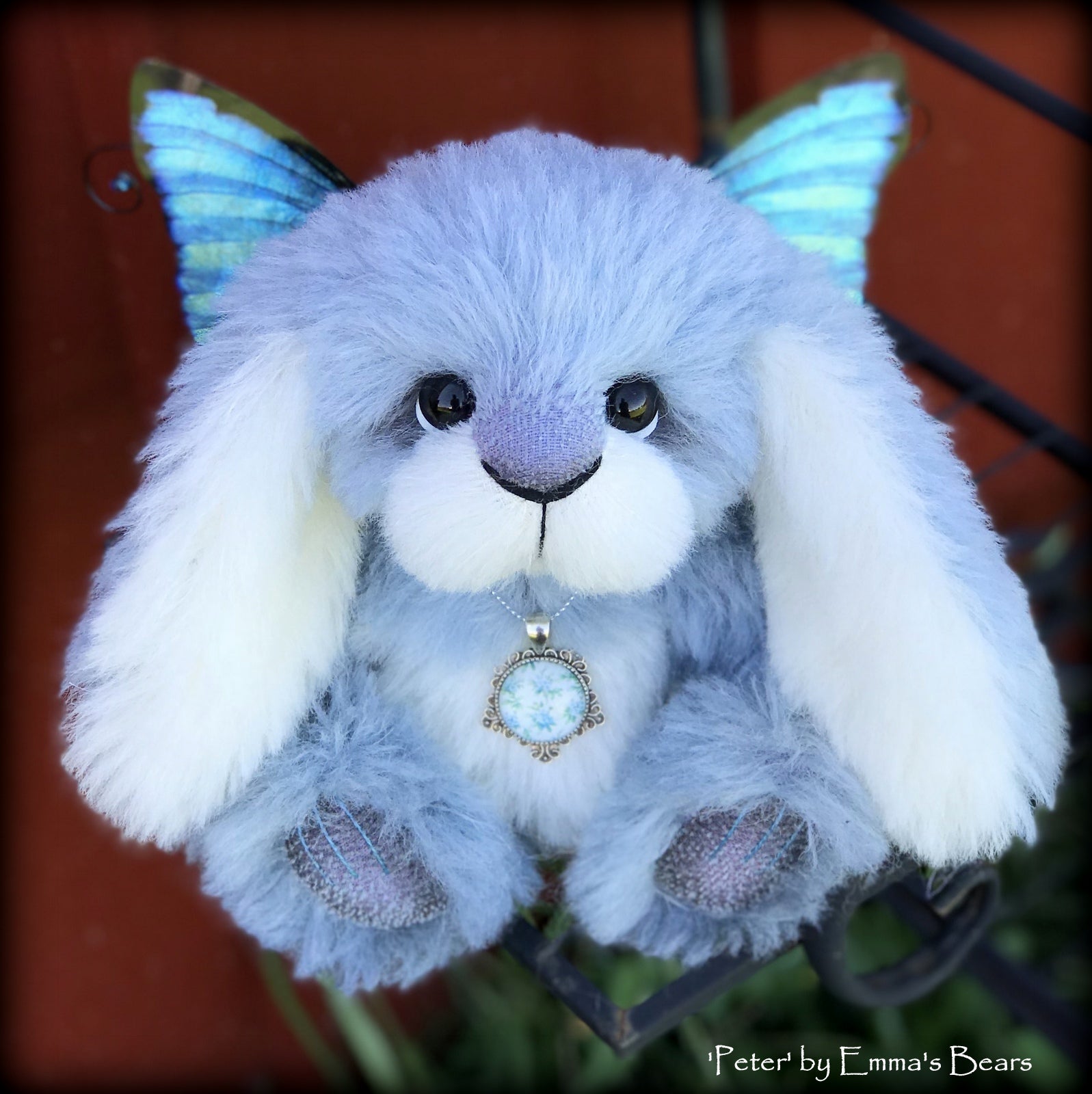 Peter - 9" Hand dyed alpaca artist Easter Bunny by Emma's Bears - OOAK