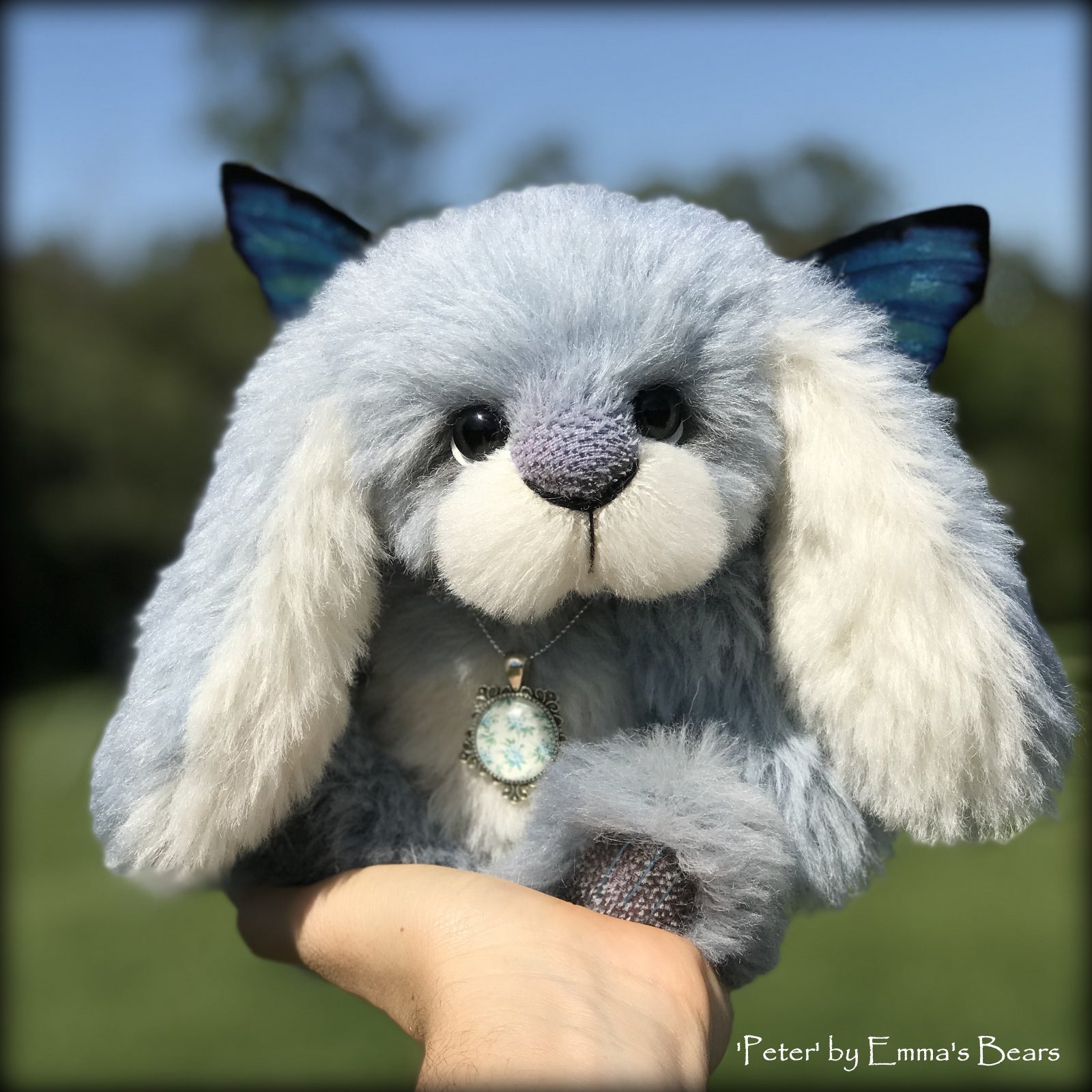 Peter - 9" Hand dyed alpaca artist Easter Bunny by Emma's Bears - OOAK