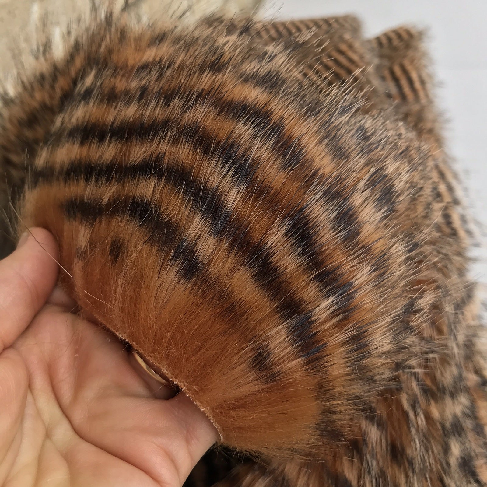 Pheasant Feather - Long Striped Feather Effect Faux Fur