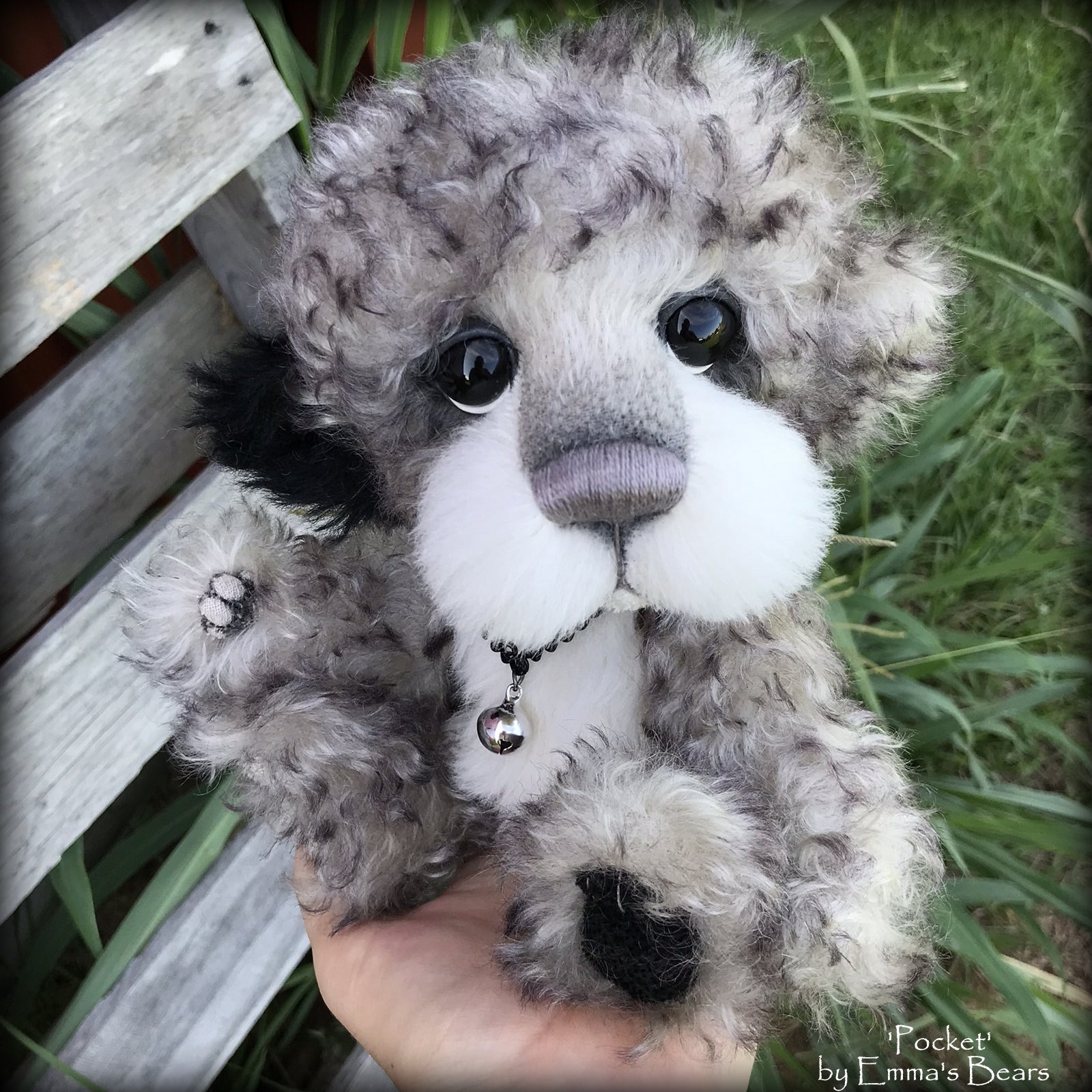 Pocket - 9" Mohair and alpaca artist bear by Emma's Bears - OOAK