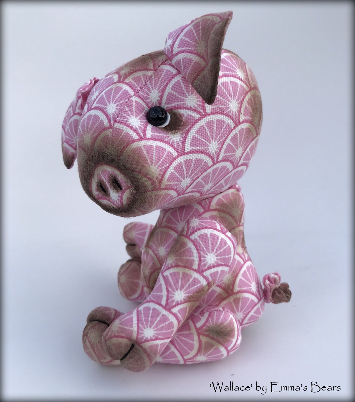 Wallace - 9" COTTON Artist Pig by Emmas Bears - OOAK