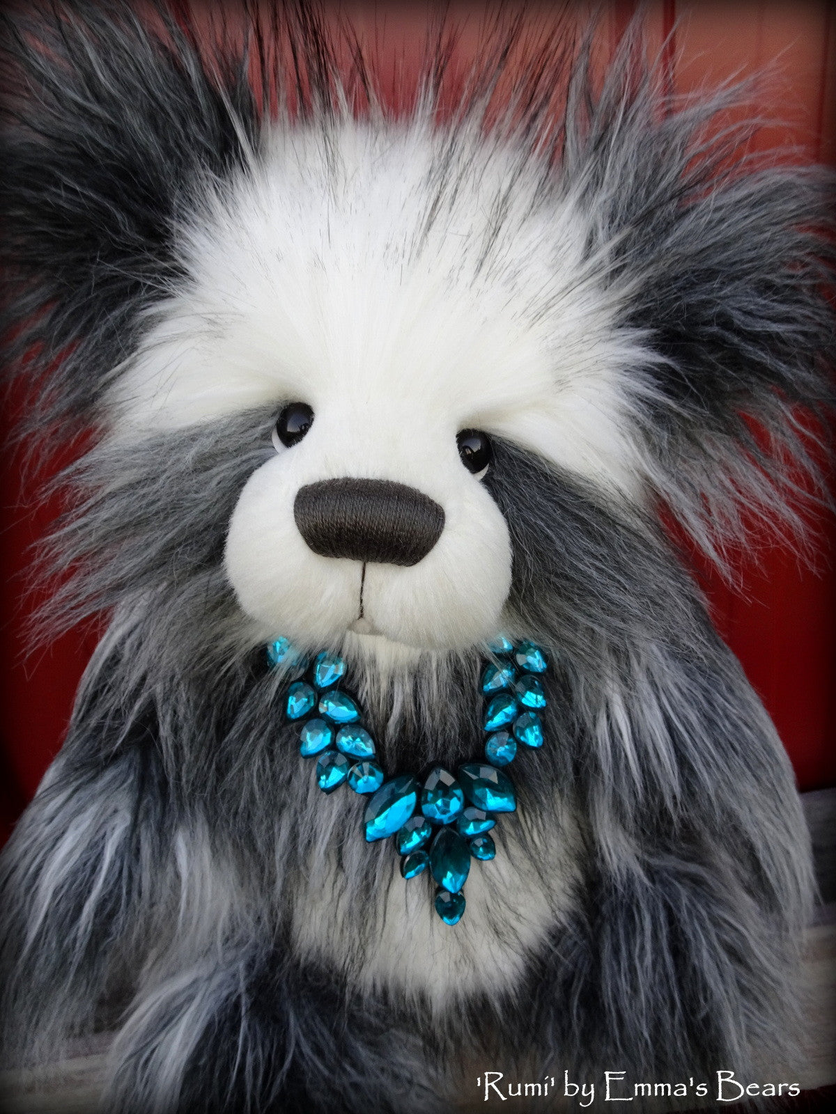 Rumi - 18" Faux Fur Artist Fat Panda Bear by Emmas Bears - OOAK