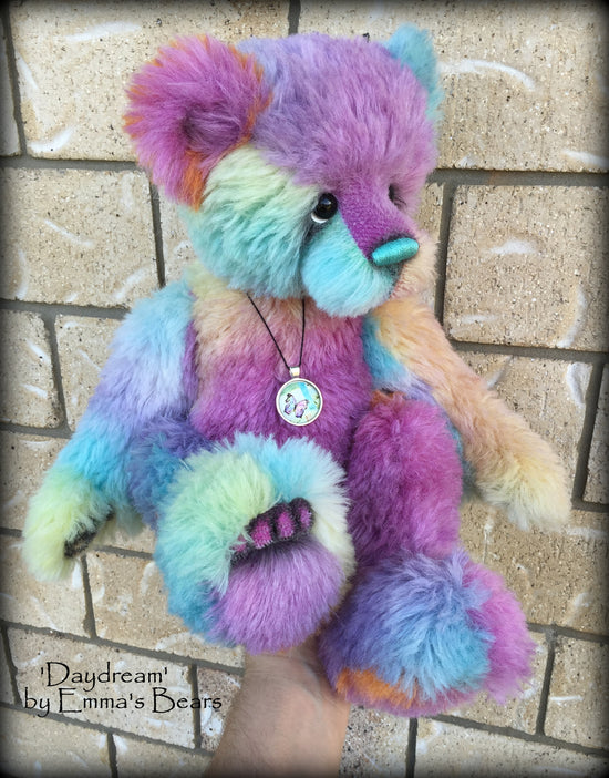 Daydream - 17" rainbow alpaca artist bear by Emmas Bears - OOAK