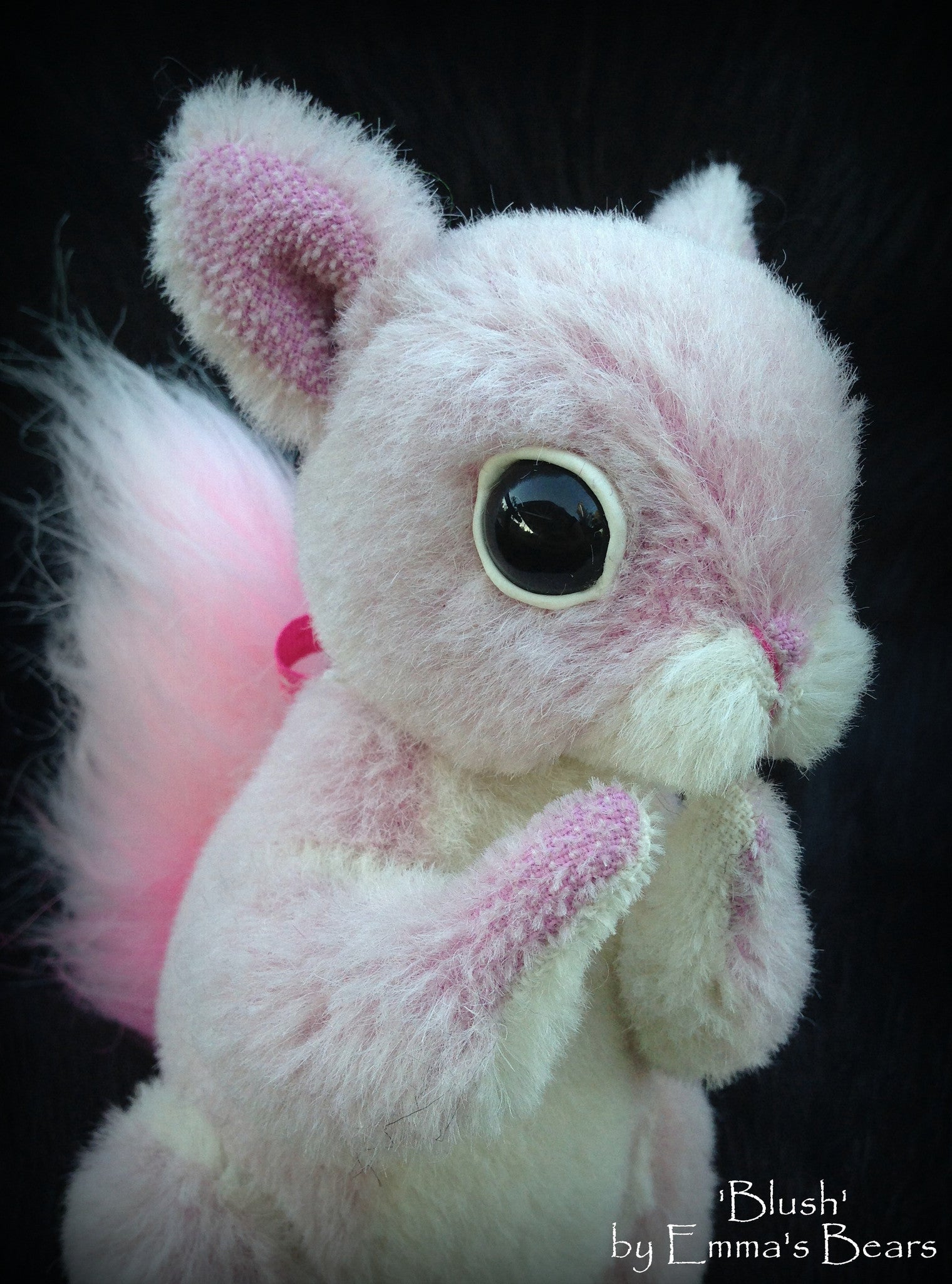 Blush Squirrel - 6IN hand dyed pink mohair squirrel by Emmas Bears - OOAK