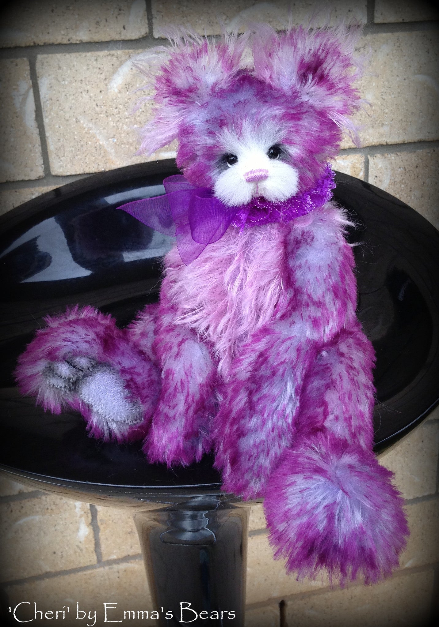 Cheri- handdyed purple mohair bear by Emmas Bears - OOAK