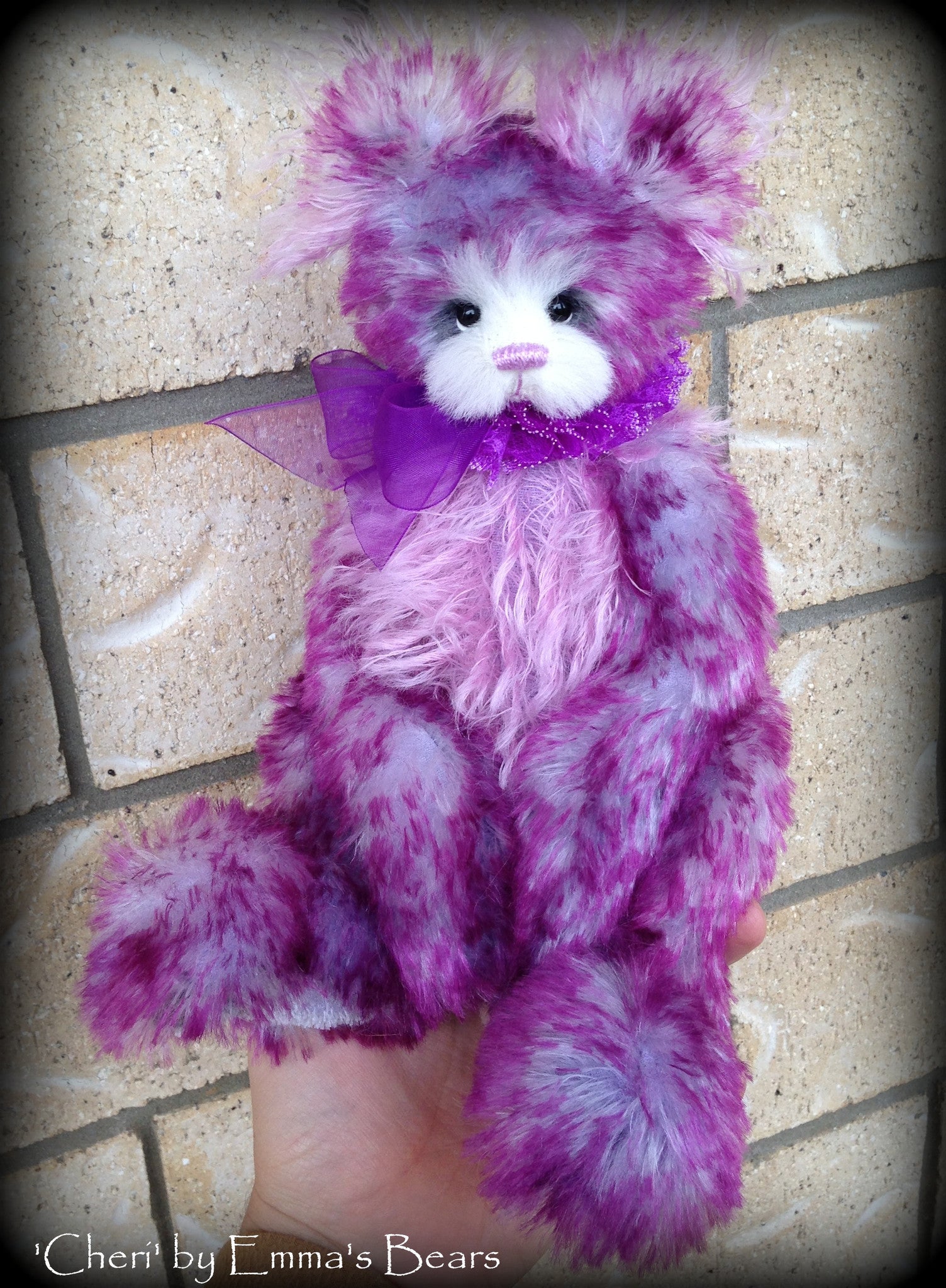 Cheri- handdyed purple mohair bear by Emmas Bears - OOAK