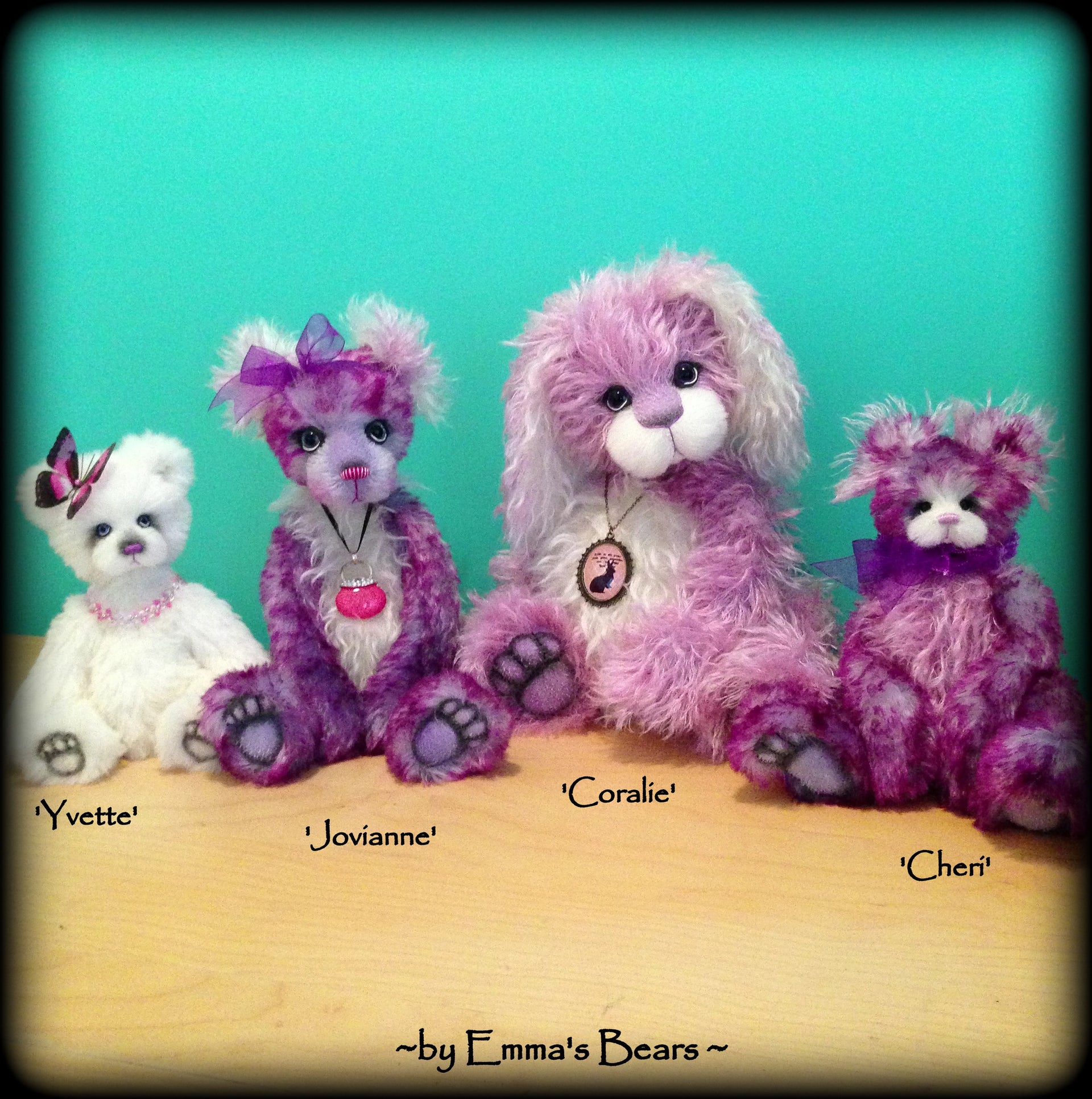 Cheri- handdyed purple mohair bear by Emmas Bears - OOAK