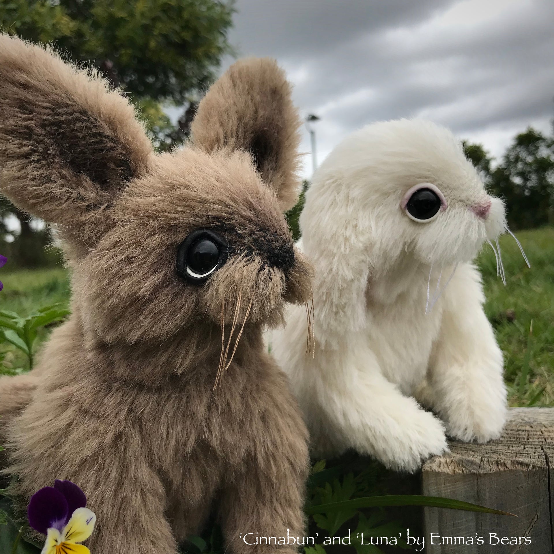 Luna- 8" White Alpaca Artist Bunny by Emma's Bears - OOAK