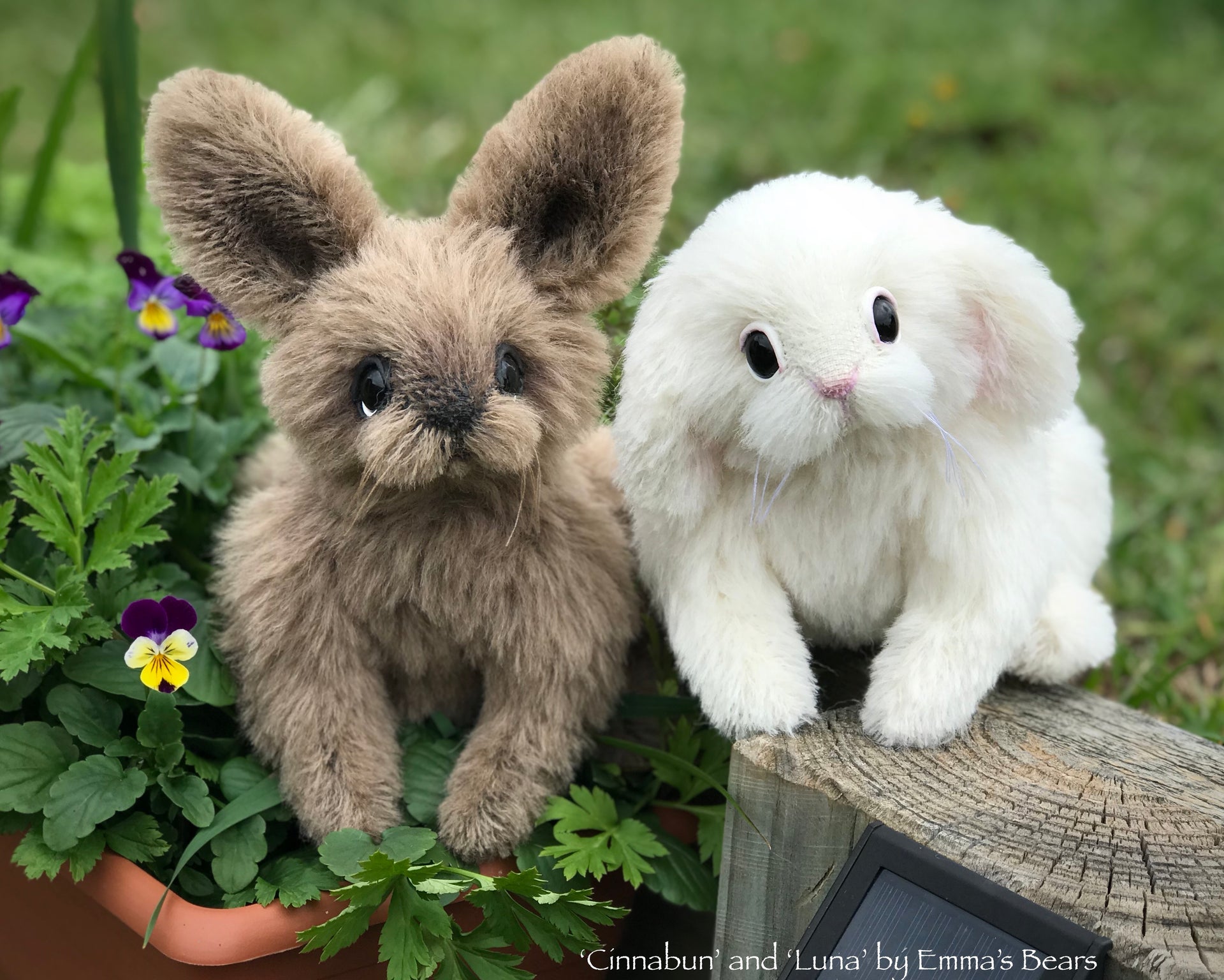 Luna- 8" White Alpaca Artist Bunny by Emma's Bears - OOAK