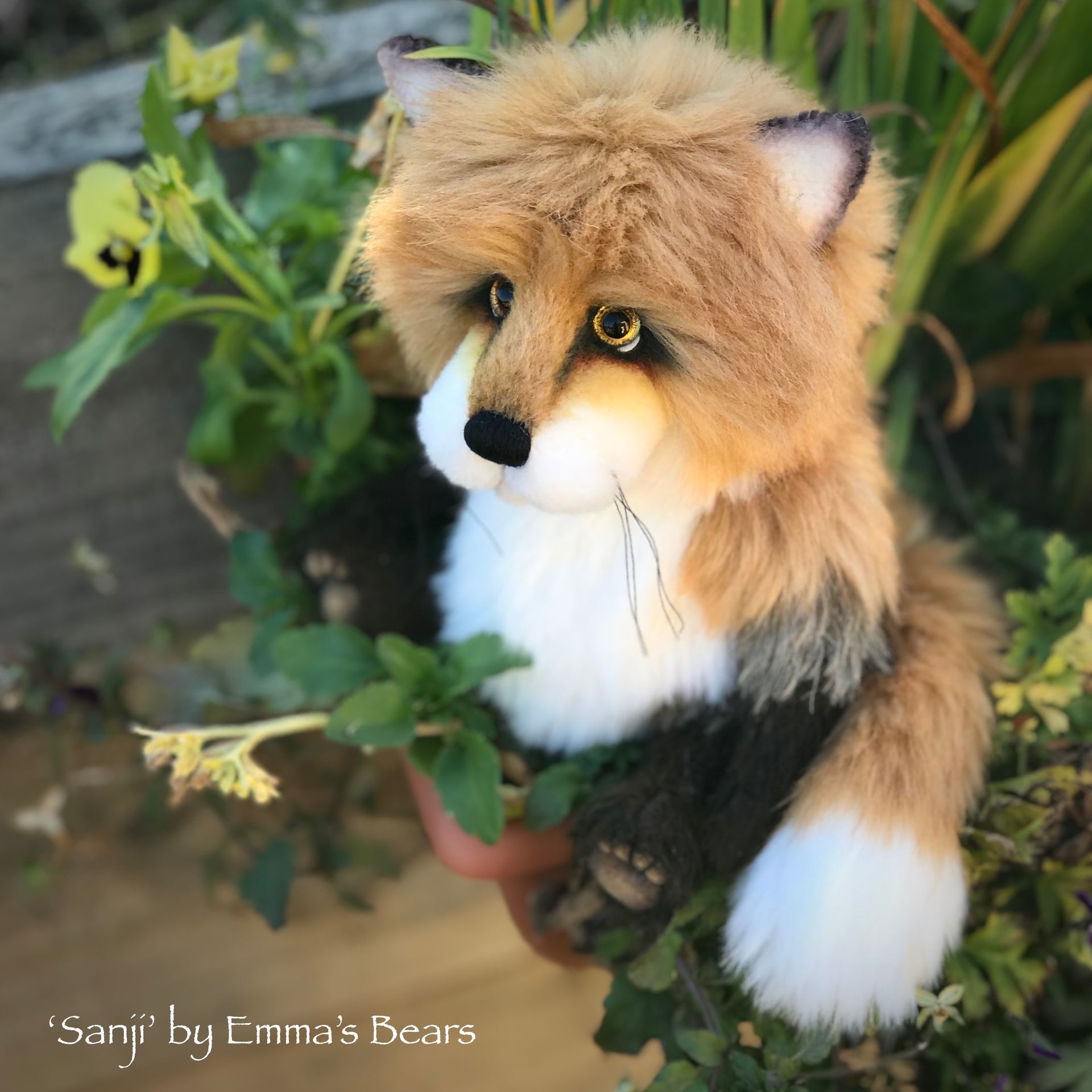 Sanji - 9" Artist Soft Sculpture Fox by Emma's Bears - OOAK