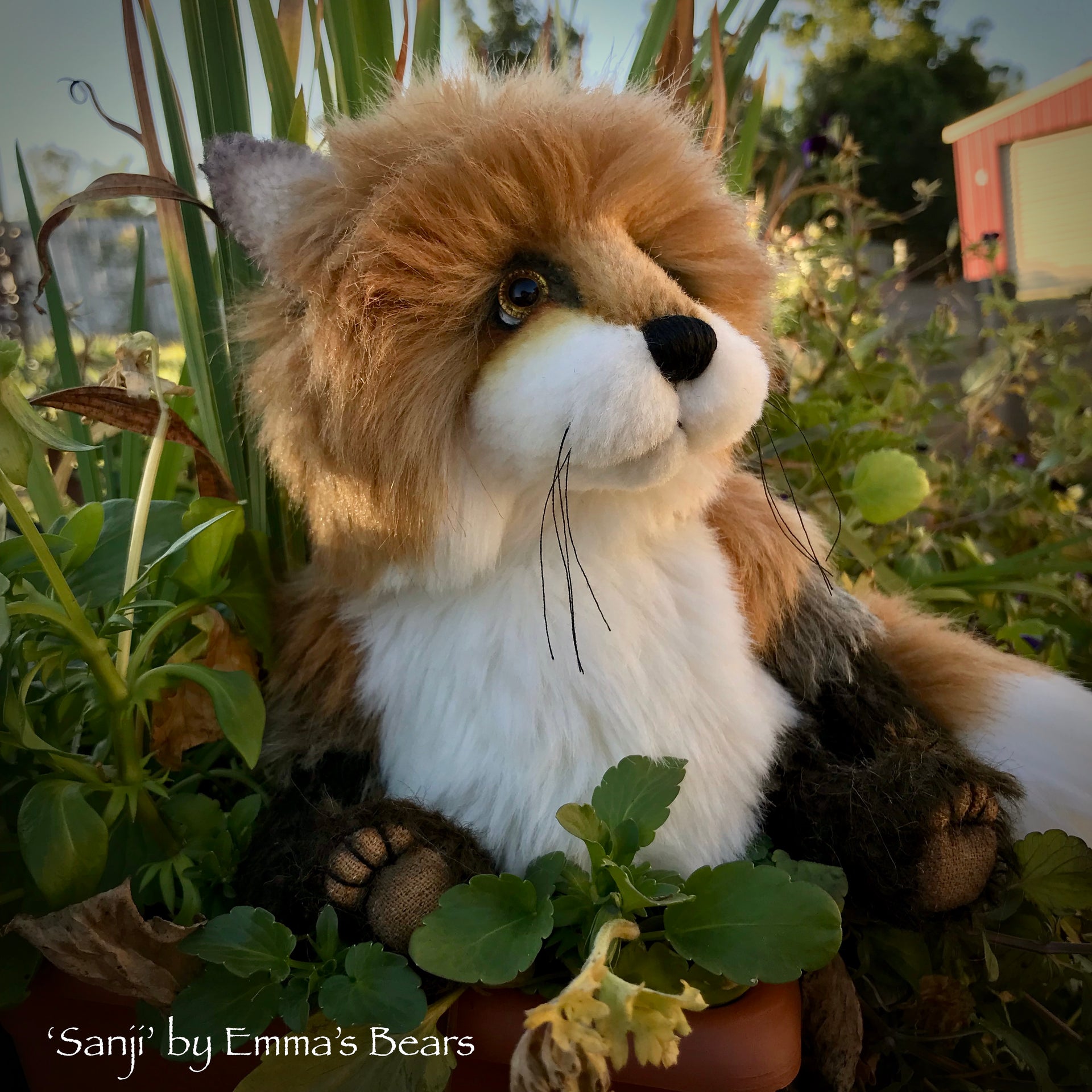 Sanji - 9" Artist Soft Sculpture Fox by Emma's Bears - OOAK