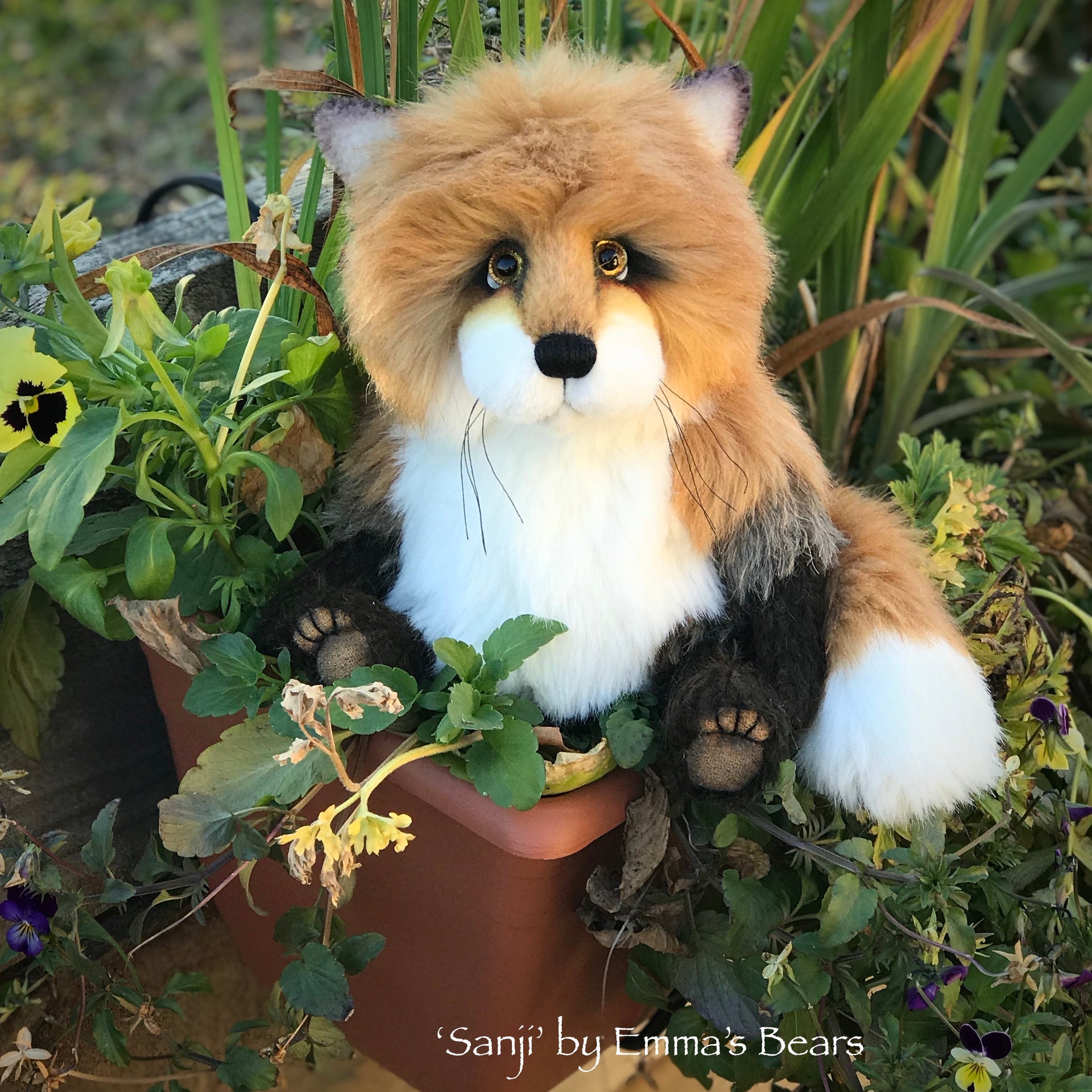 Sanji - 9" Artist Soft Sculpture Fox by Emma's Bears - OOAK