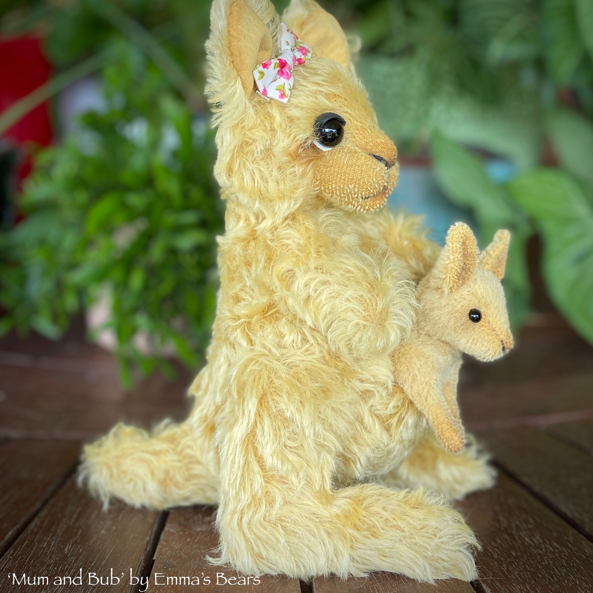 Collaboration Bear: Mum and Bub - 8" handmade mohair artist kangaroo - OOAK