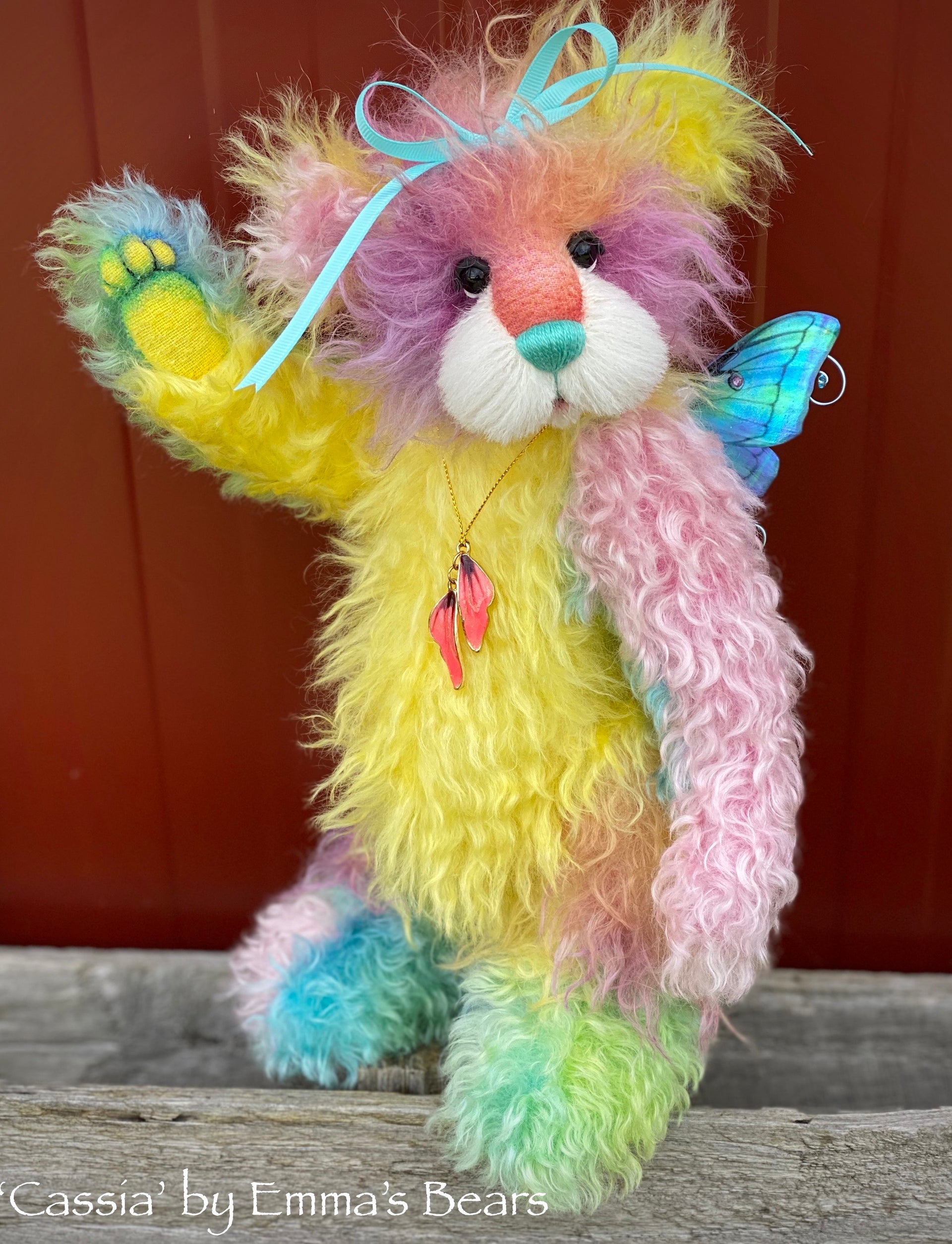 Cassia - 13" Rainbow Alpaca Artist Bear by Emma's Bears - OOAK