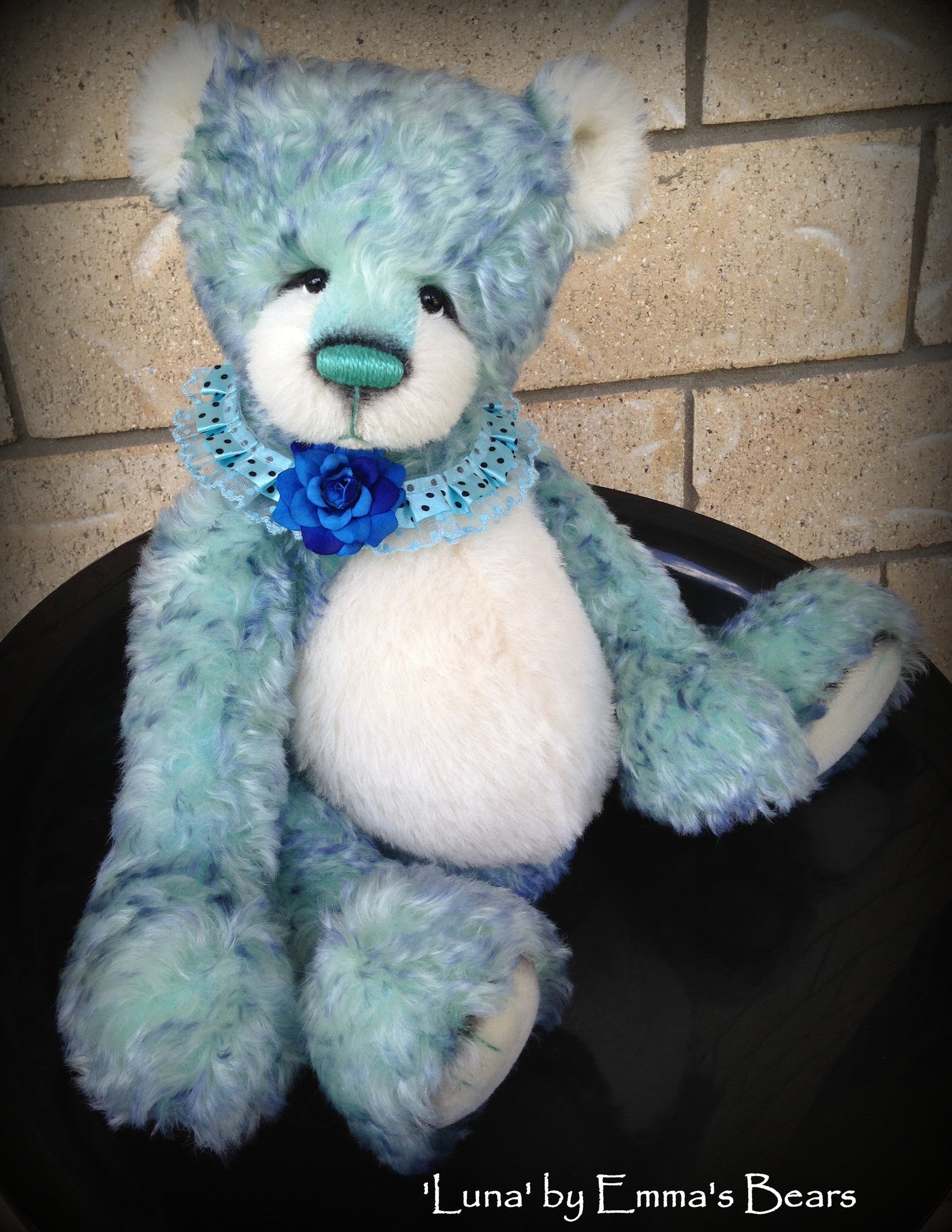 Luna - 17" aqua blue artist bear by Emma's Bears - OOAK