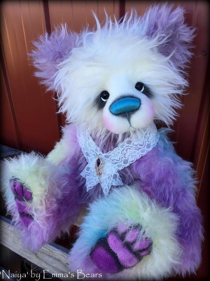 Naiya - 23IN hand dyed rainbow mohair bear by Emmas Bears - OOAK