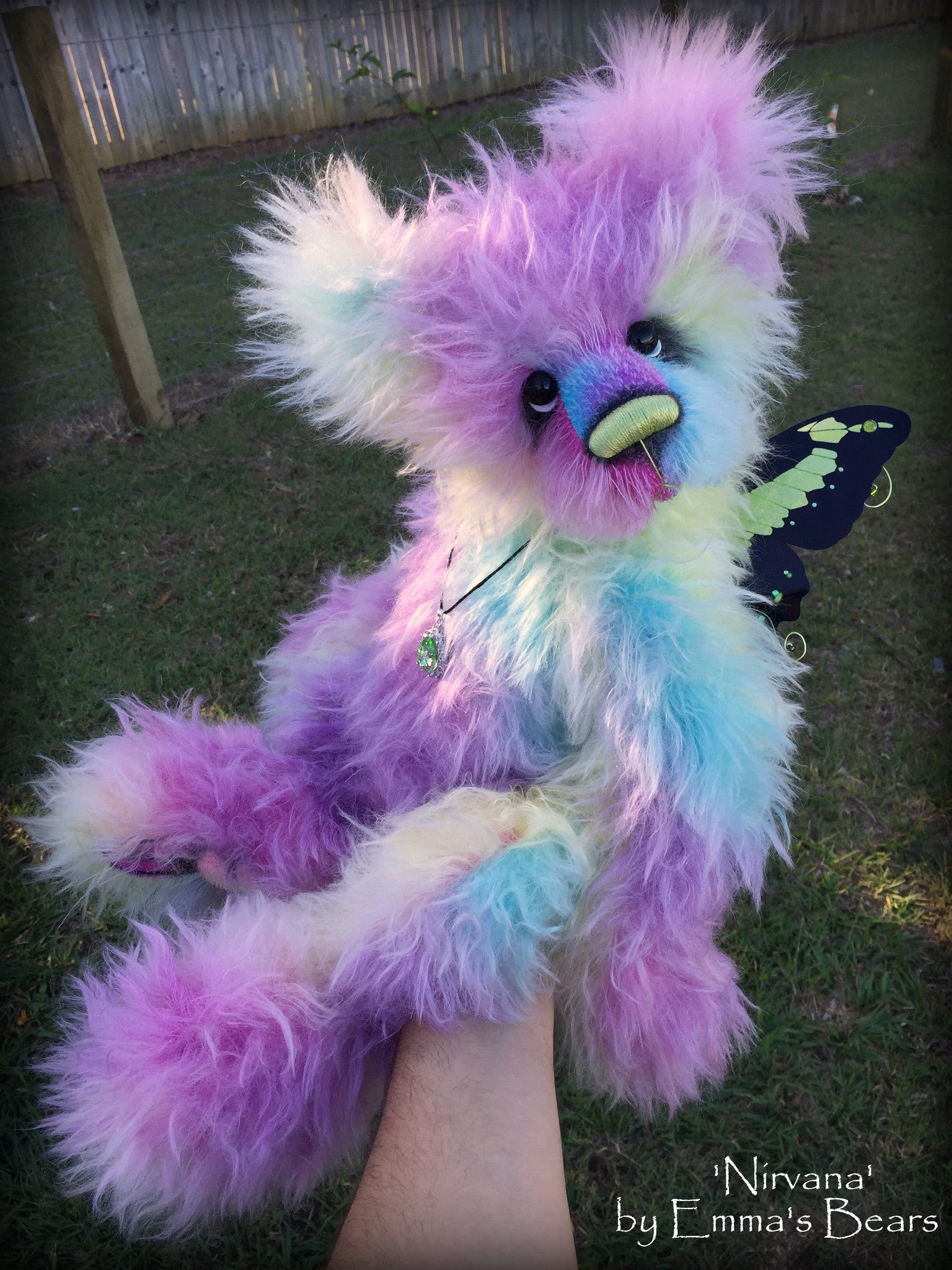 Nirvana - 21IN hand dyed rainbow mohair bear by Emmas Bears - OOAK