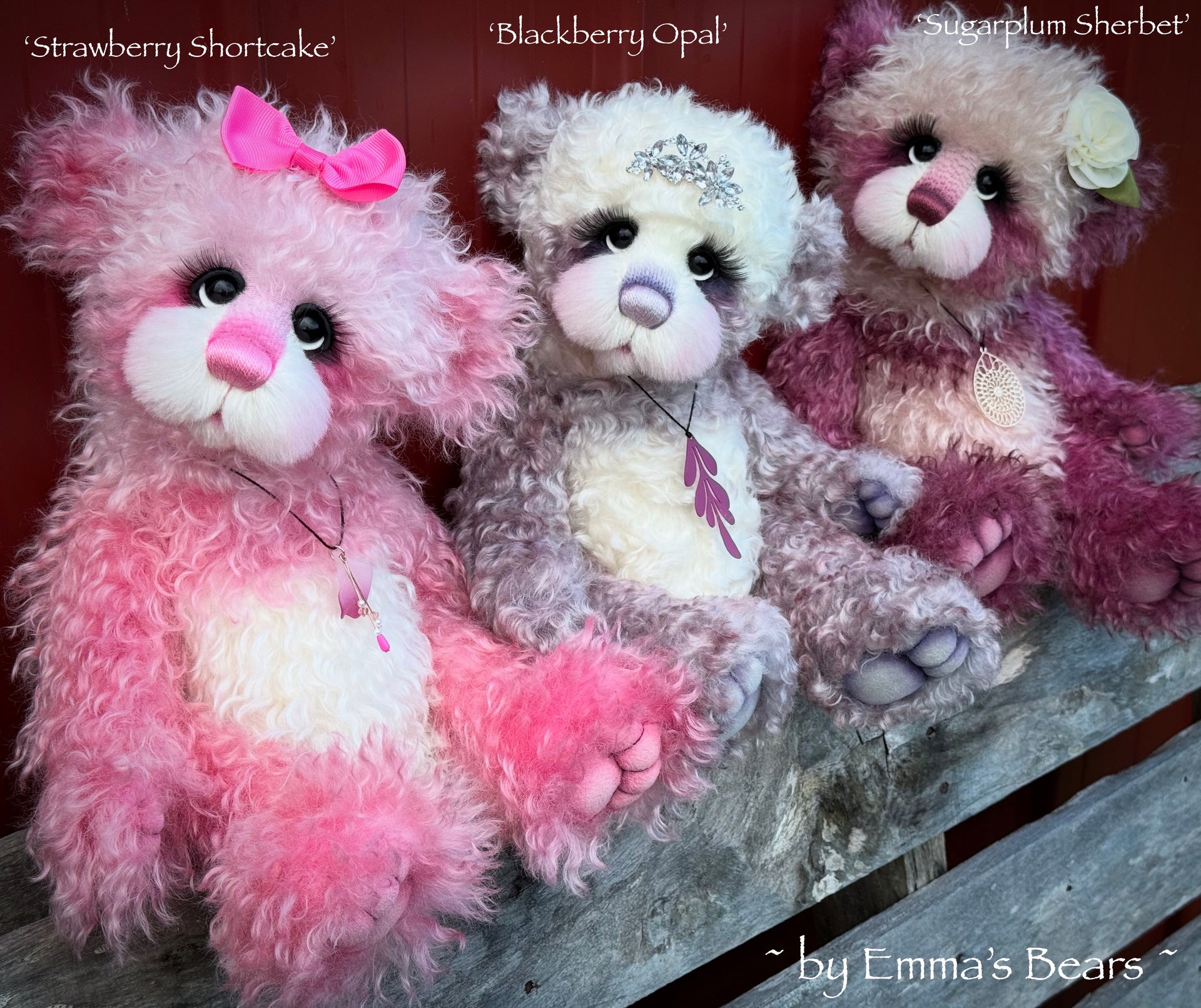 Sugarplum Sherbet - 15" Hand-dyed curlylocks mohair Artist Bear by Emma's Bears - OOAK