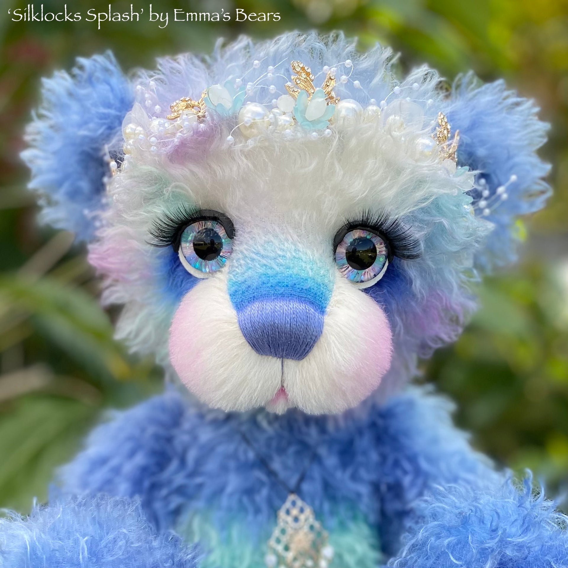 Silklocks Splash - 18" Hand-dyed curlylocks mohair artist bear by Emma's Bears - OOAK