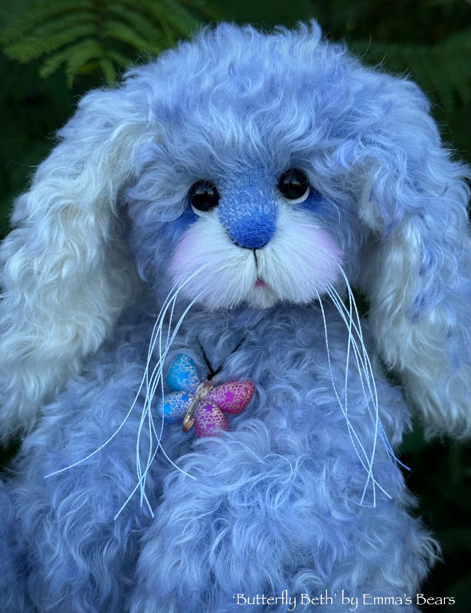 Butterfly Beth - 12" Hand-Dyed Kid Mohair EASTER Bunny by Emma's Bears - OOAK