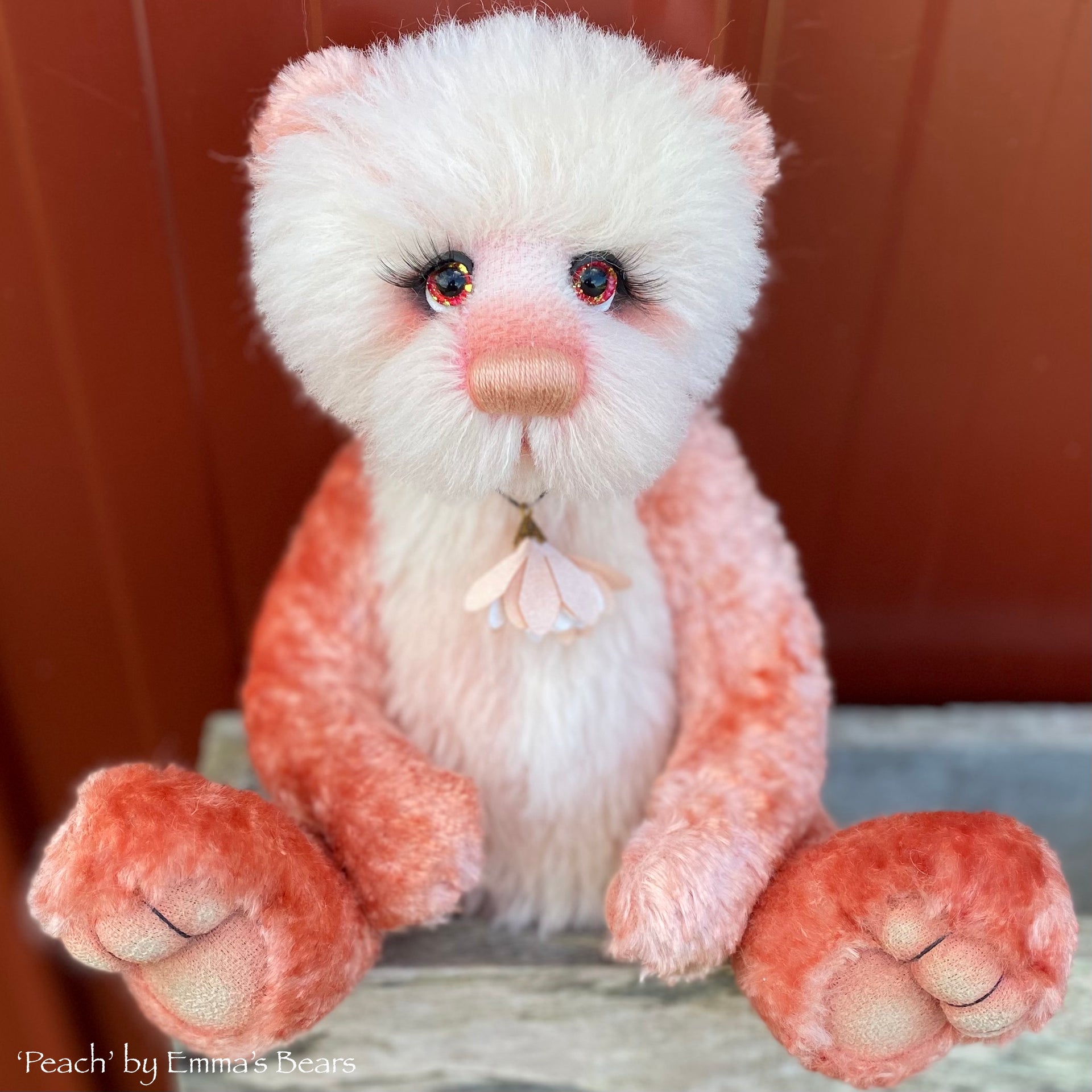 Peach - 12" Hand-dyed Alpaca and viscose artist bear by Emma's Bears - OOAK