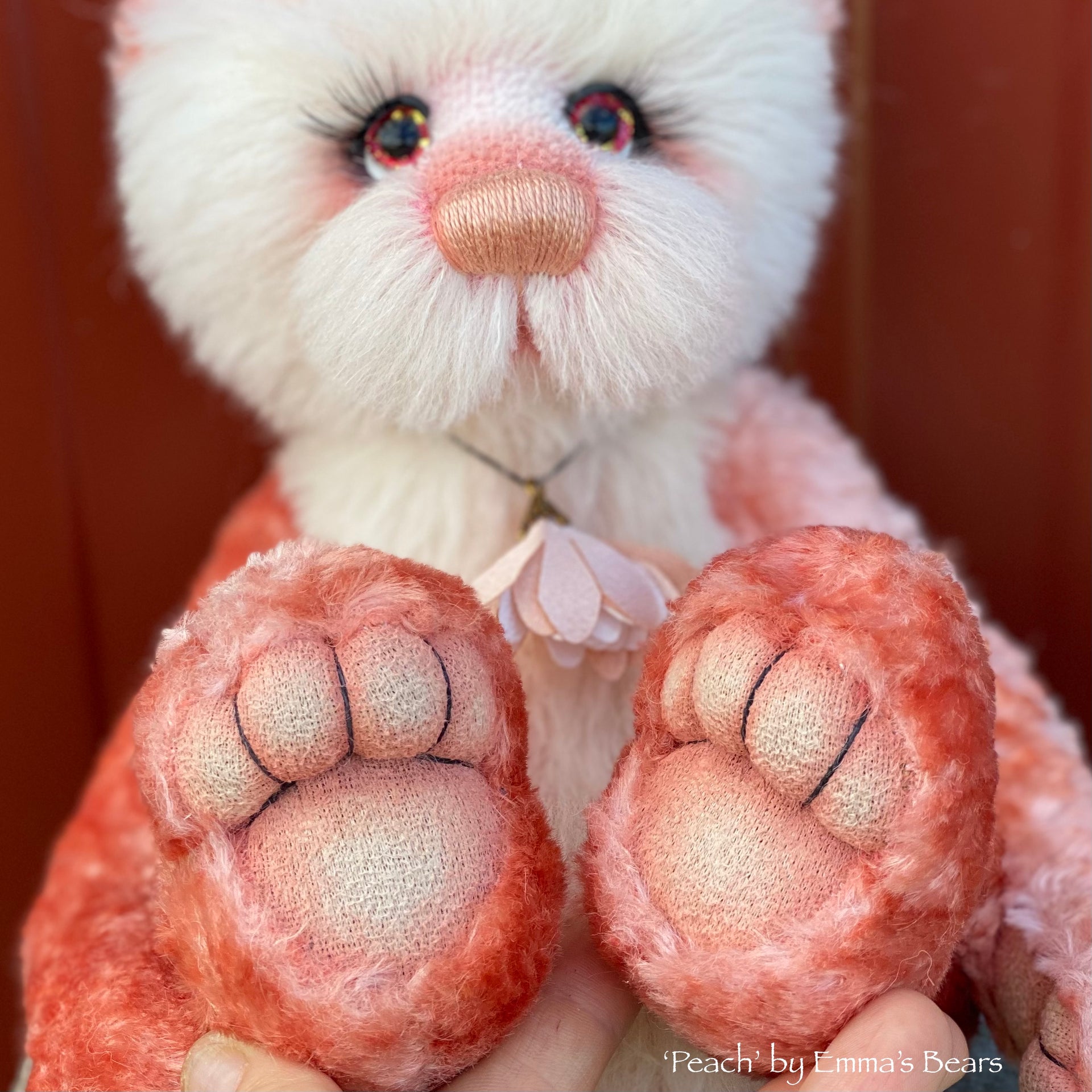 Peach - 12" Hand-dyed Alpaca and viscose artist bear by Emma's Bears - OOAK