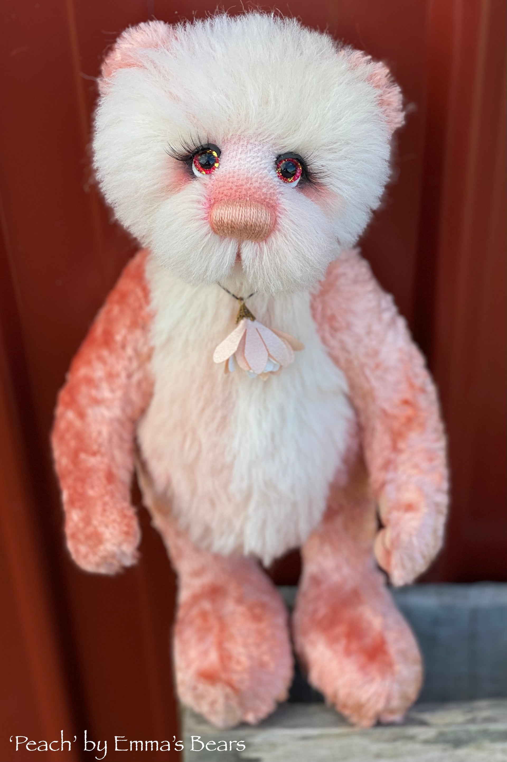 Peach - 12" Hand-dyed Alpaca and viscose artist bear by Emma's Bears - OOAK