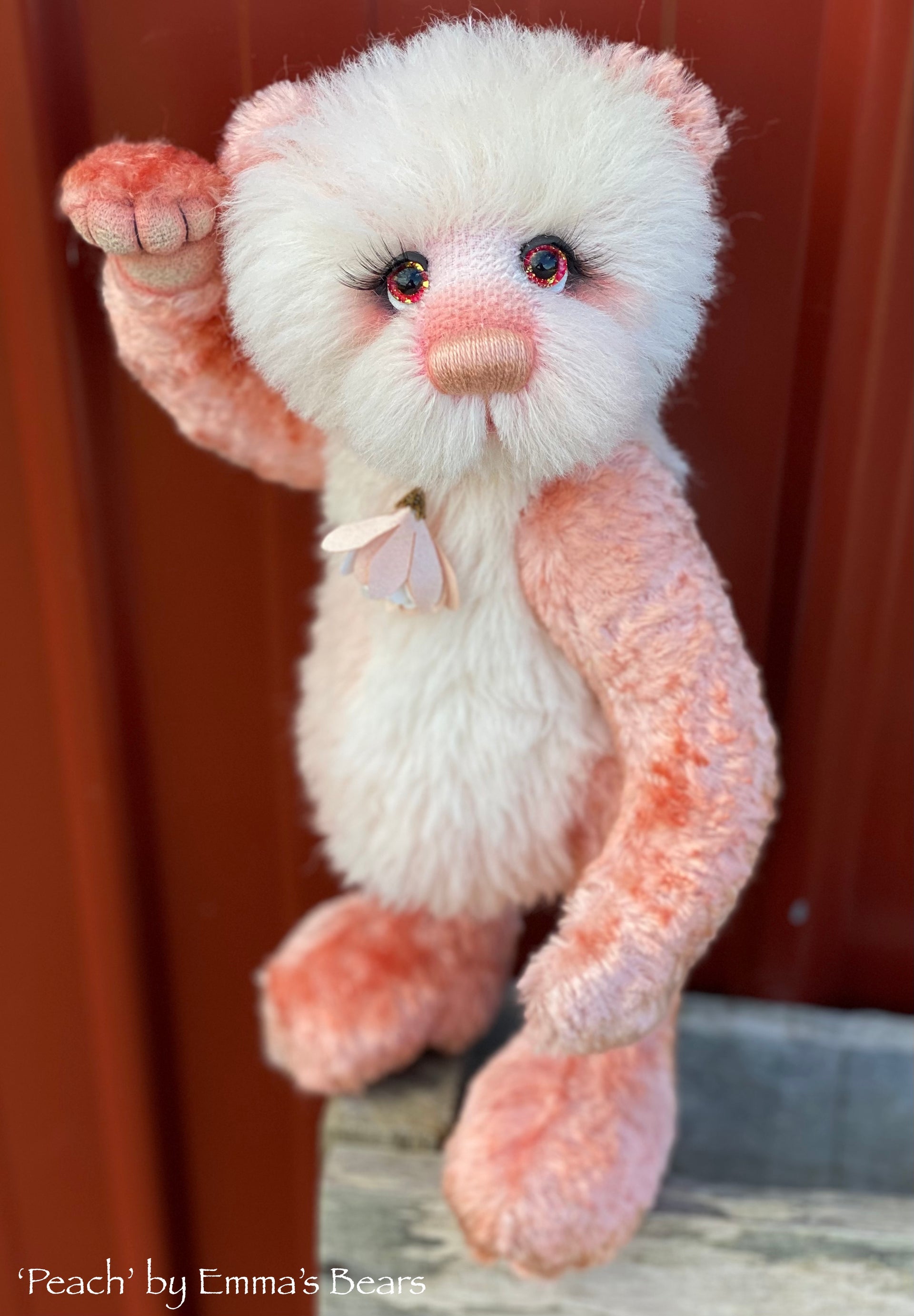 Peach - 12" Hand-dyed Alpaca and viscose artist bear by Emma's Bears - OOAK