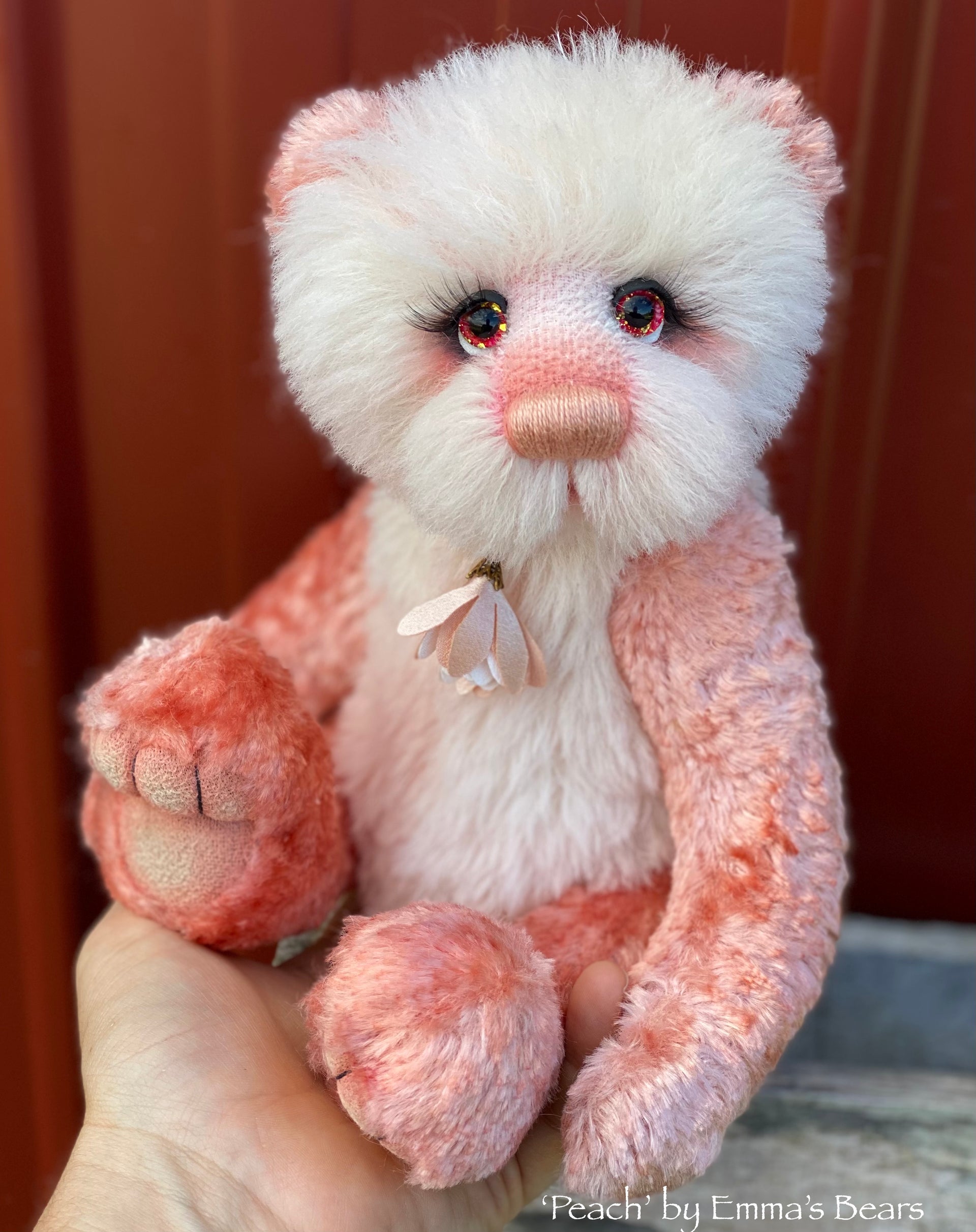 Peach - 12" Hand-dyed Alpaca and viscose artist bear by Emma's Bears - OOAK