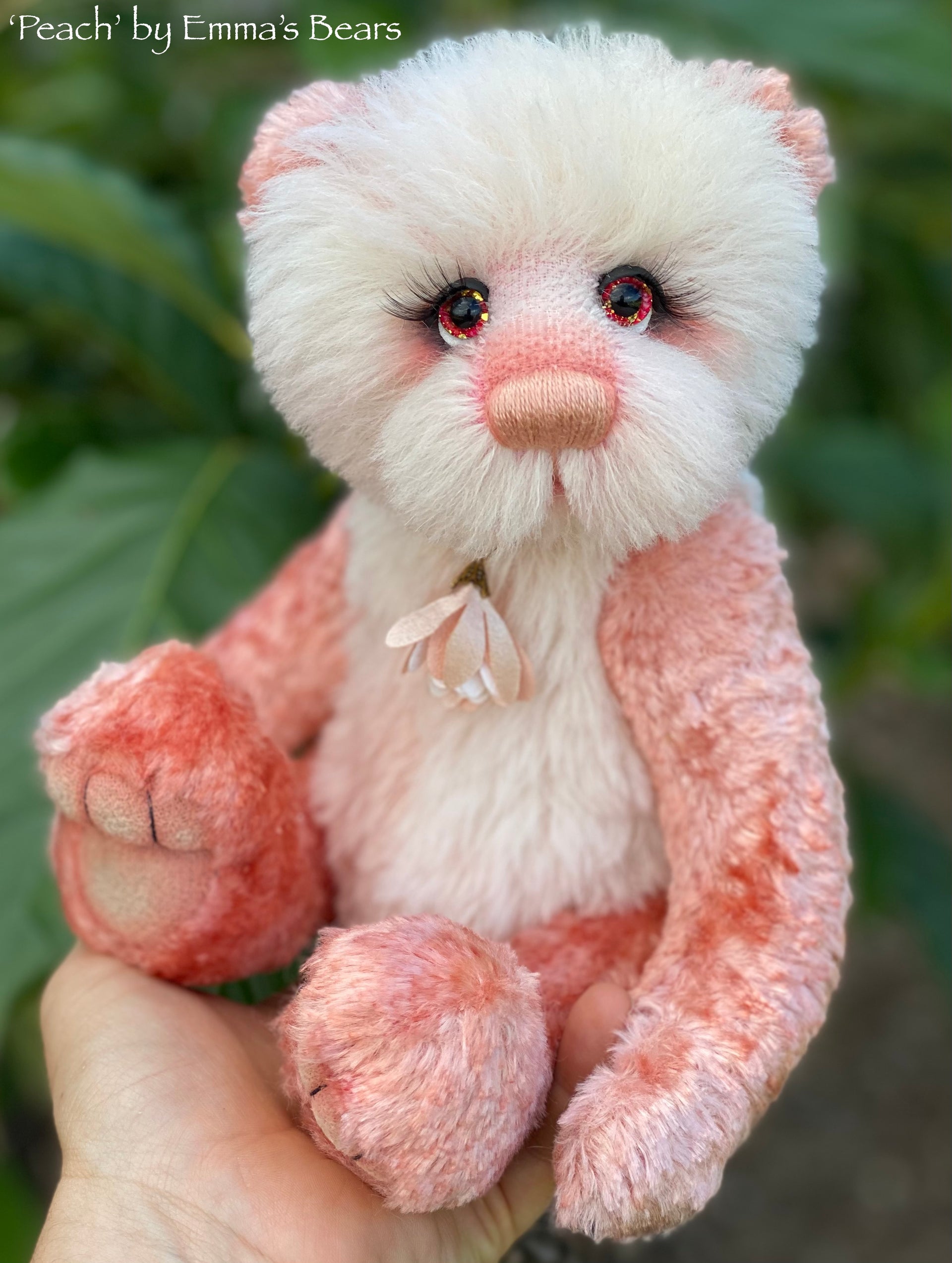 Peach - 12" Hand-dyed Alpaca and viscose artist bear by Emma's Bears - OOAK