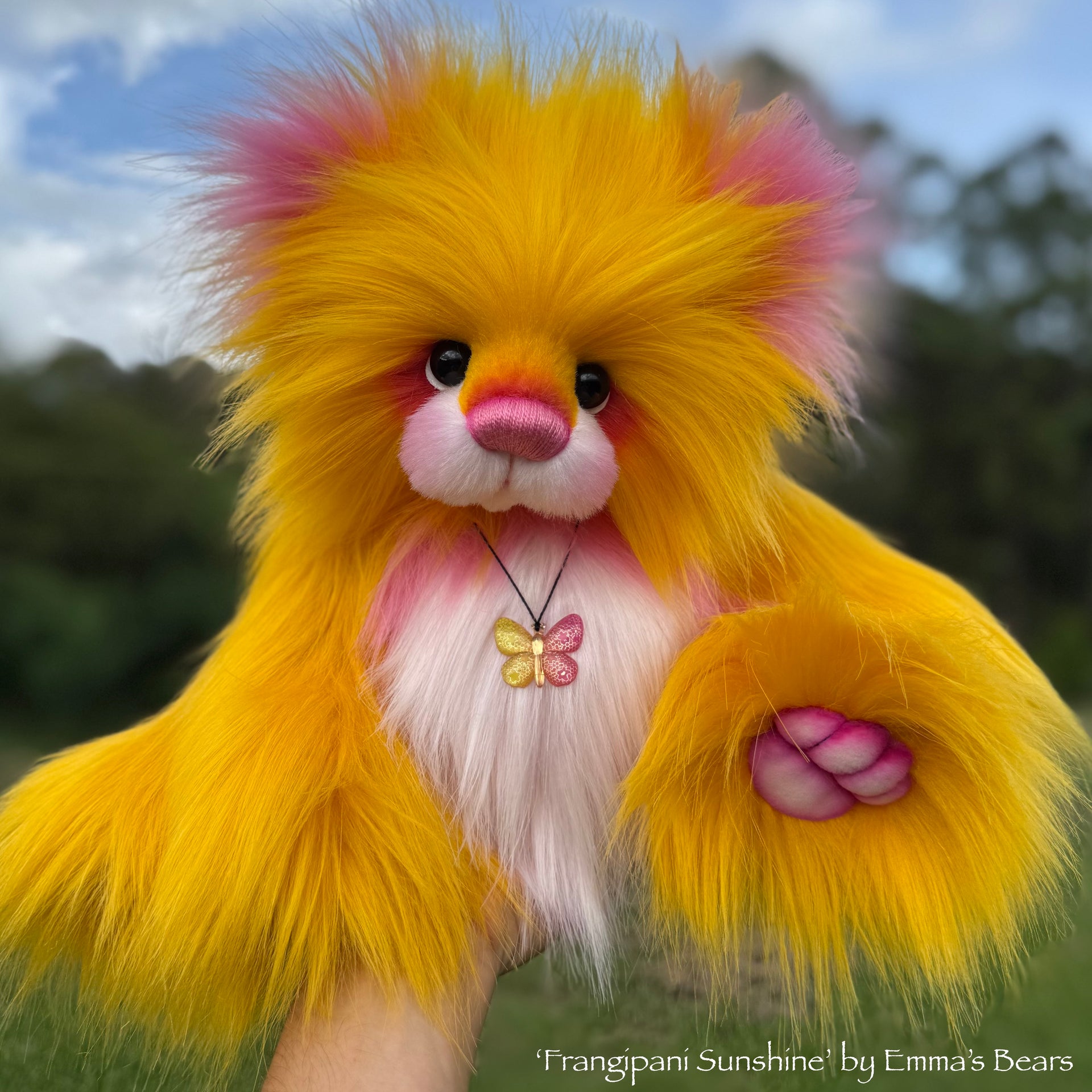 Frangipani Sunshine - 15" faux fur Artist Bear by Emma's Bears - OOAK