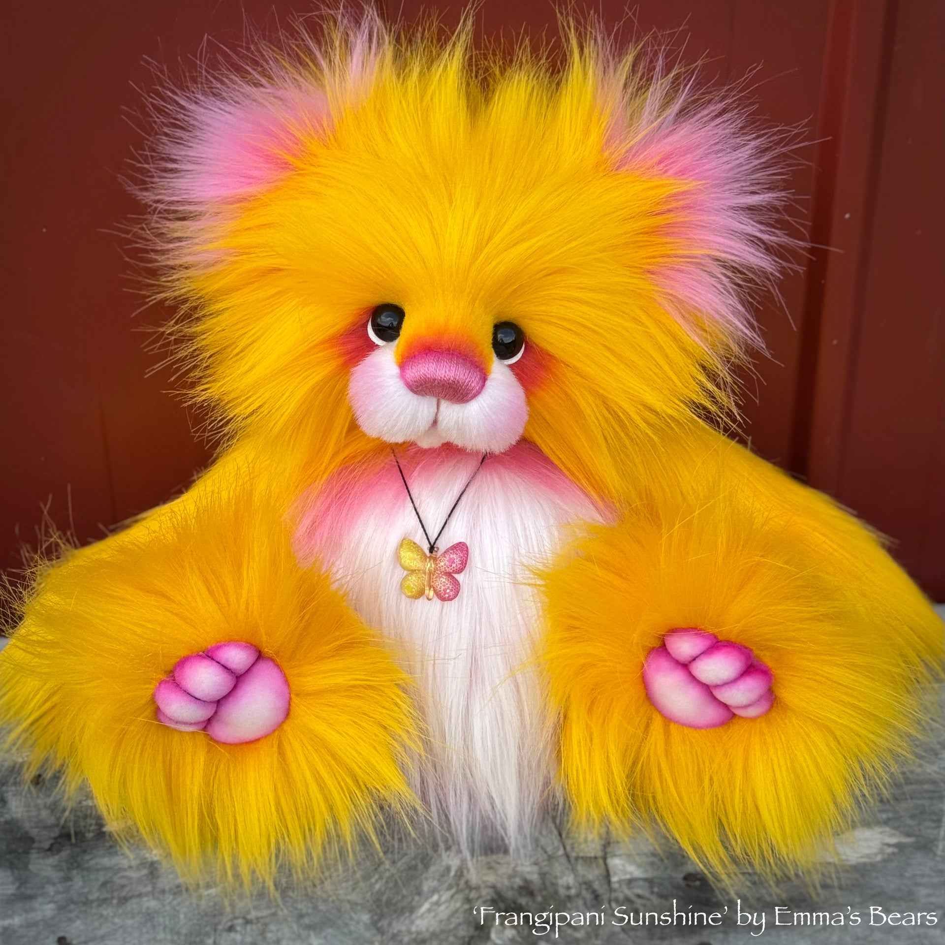 Frangipani Sunshine - 15" faux fur Artist Bear by Emma's Bears - OOAK