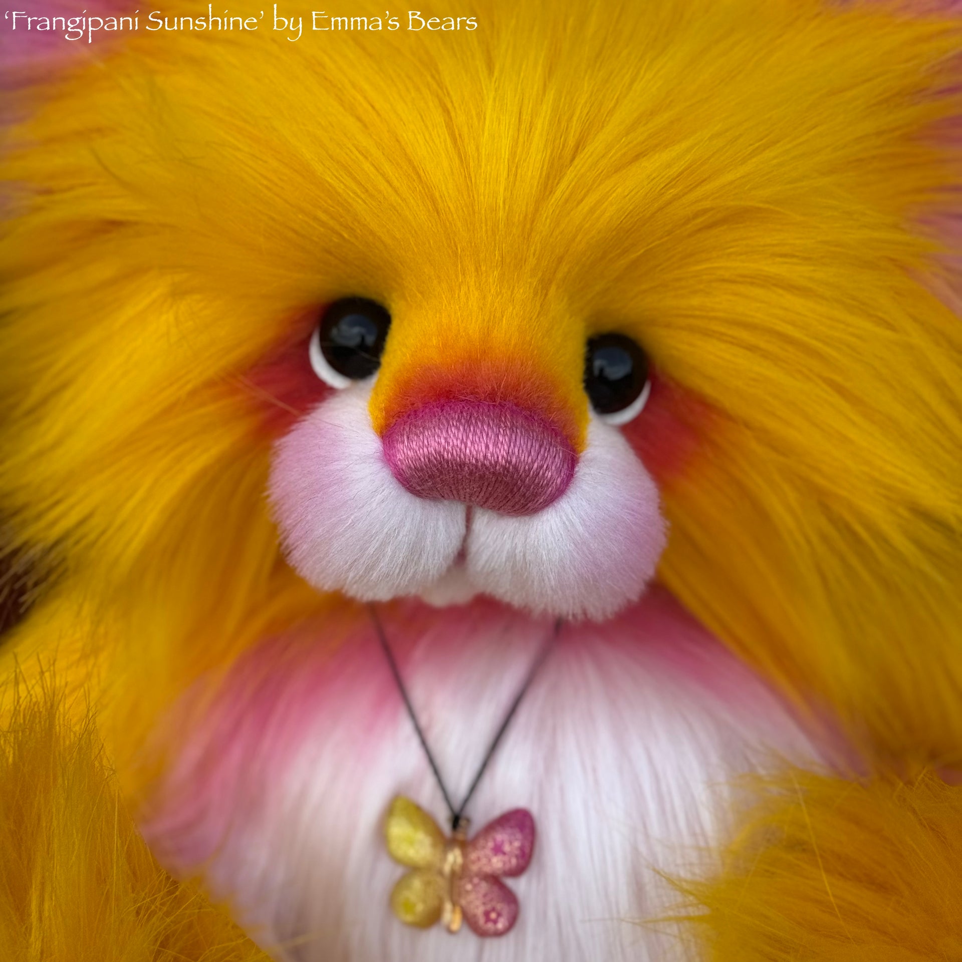 Frangipani Sunshine - 15" faux fur Artist Bear by Emma's Bears - OOAK