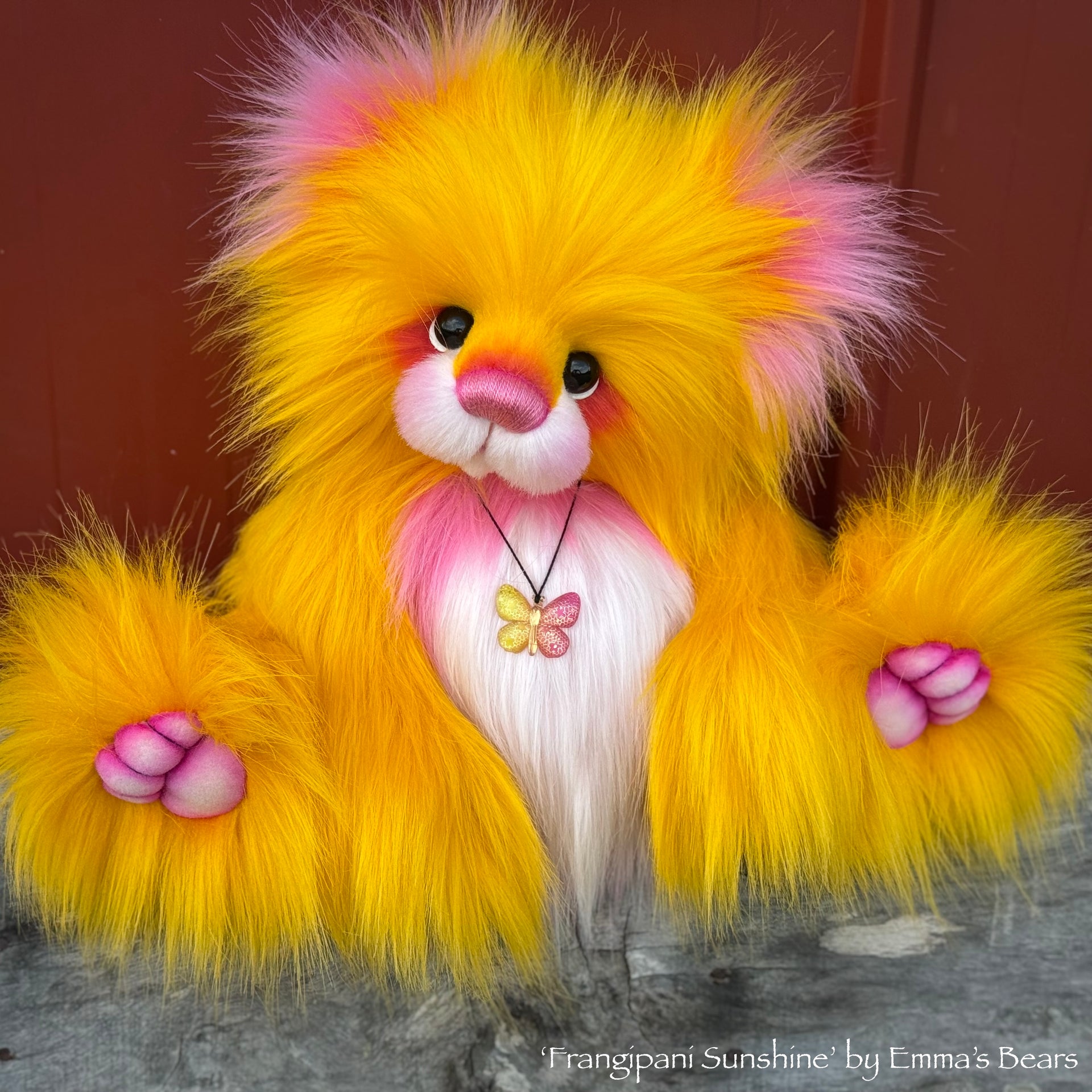 Frangipani Sunshine - 15" faux fur Artist Bear by Emma's Bears - OOAK