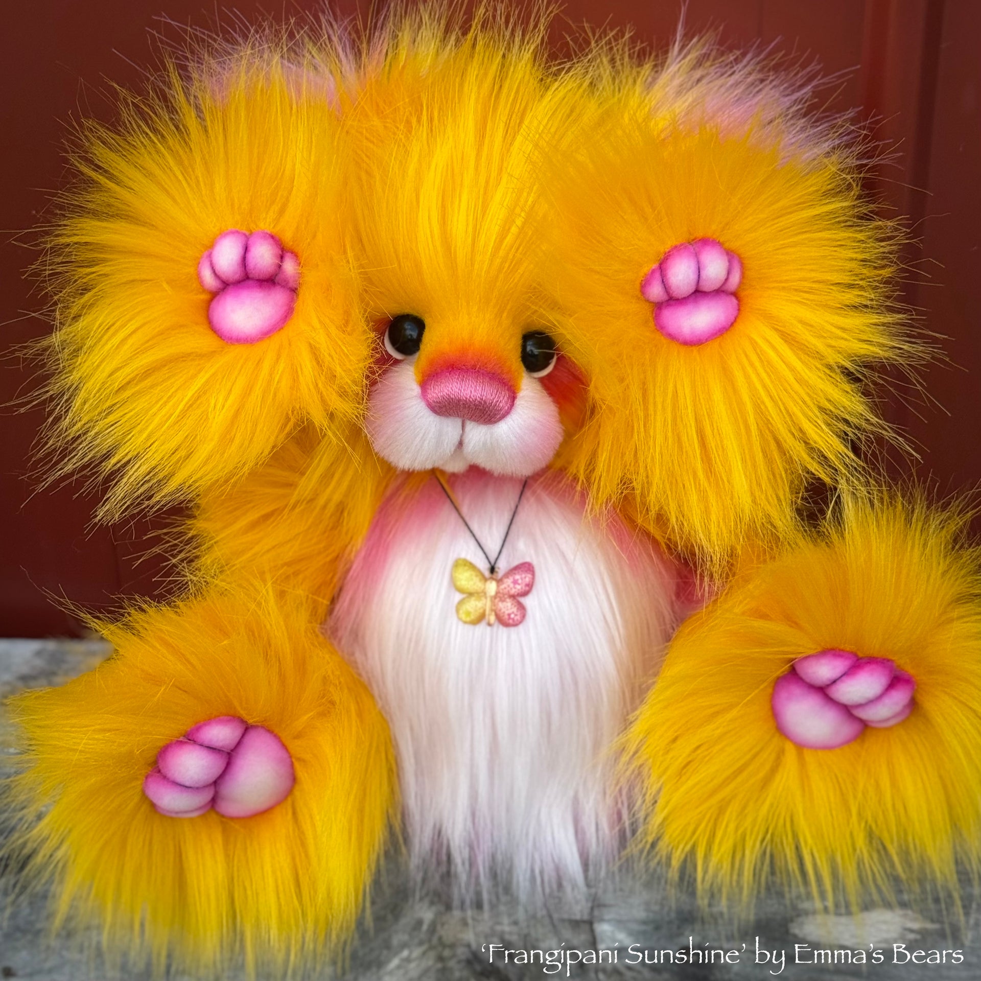 Frangipani Sunshine - 15" faux fur Artist Bear by Emma's Bears - OOAK