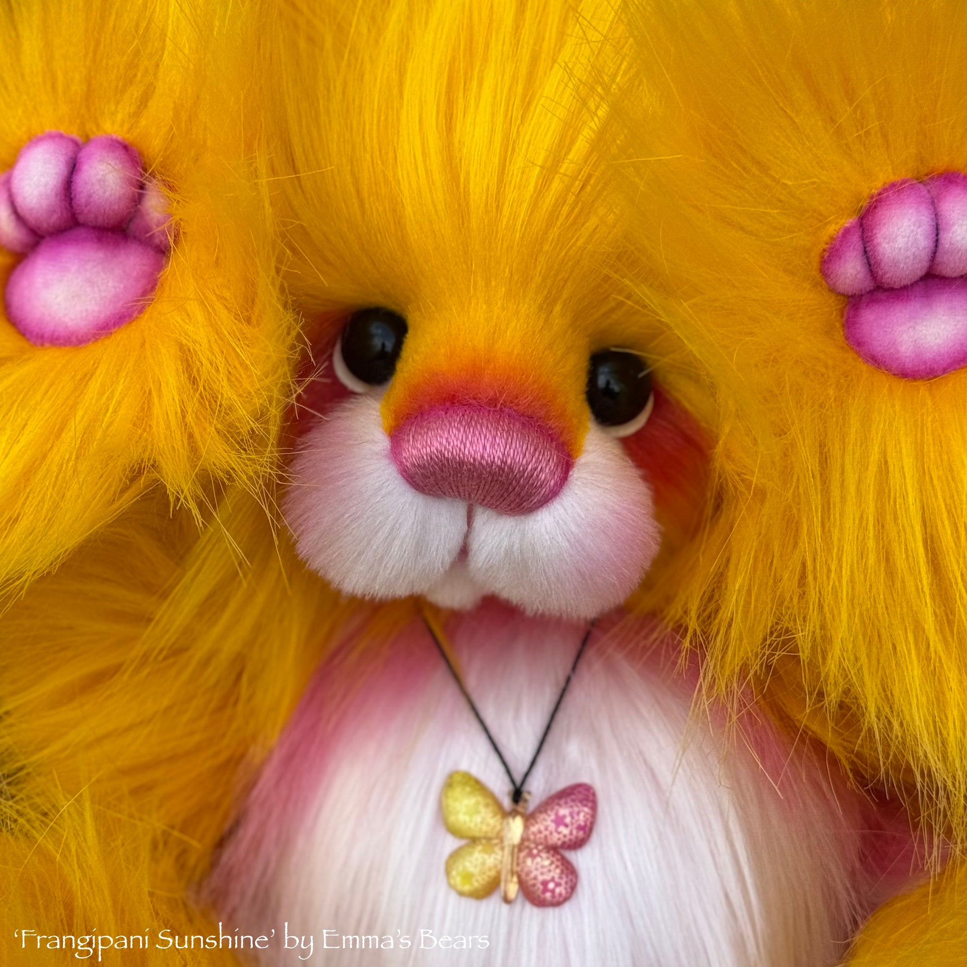 Frangipani Sunshine - 15" faux fur Artist Bear by Emma's Bears - OOAK