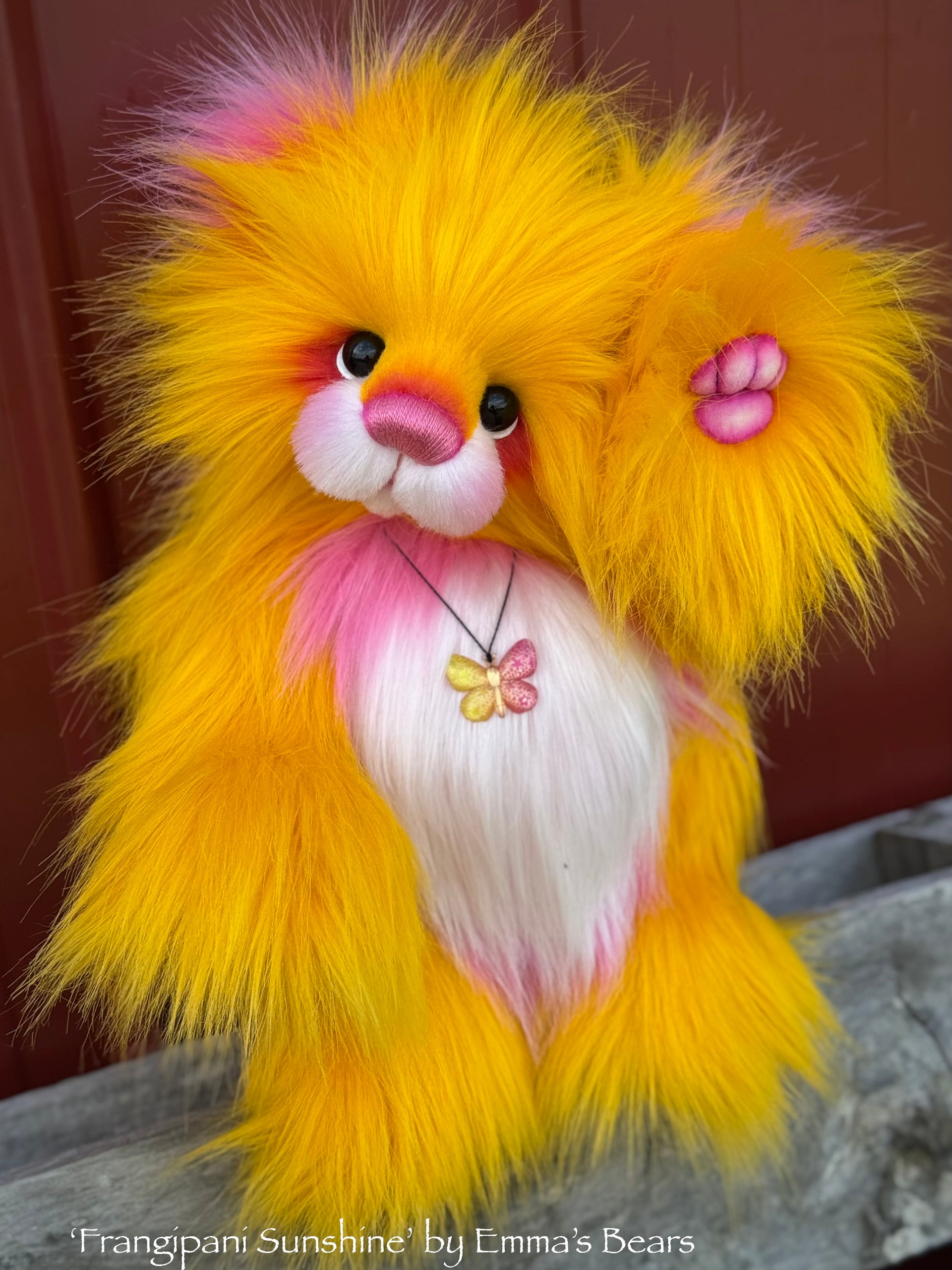 Frangipani Sunshine - 15" faux fur Artist Bear by Emma's Bears - OOAK