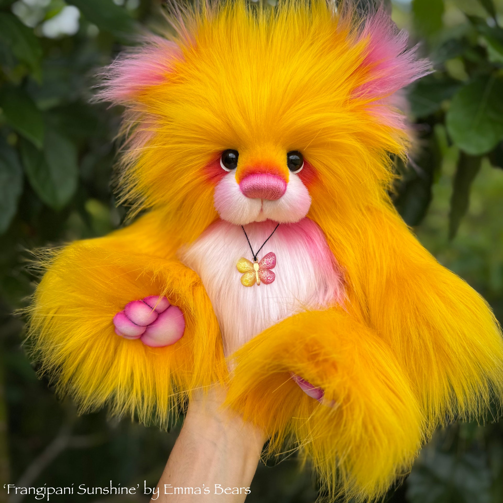 Frangipani Sunshine - 15" faux fur Artist Bear by Emma's Bears - OOAK