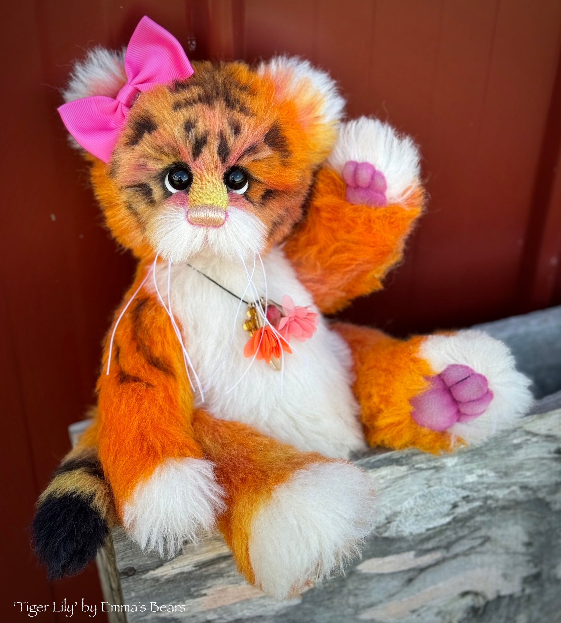 Tiger Lily - 12" Hand-dyed alpaca artist Tiger Teddy by Emma's Bears - OOAK