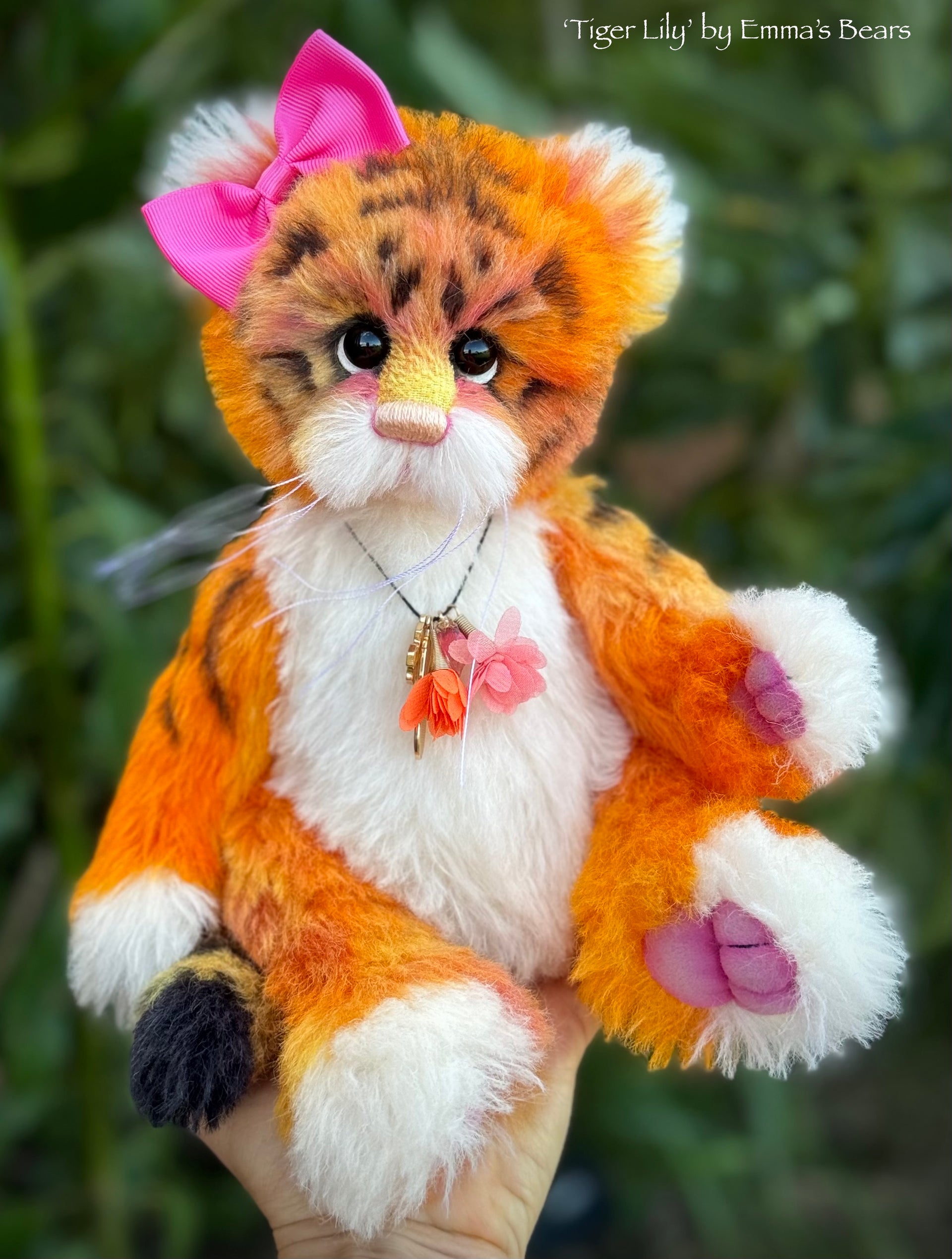 Tiger Lily - 12" Hand-dyed alpaca artist Tiger Teddy by Emma's Bears - OOAK