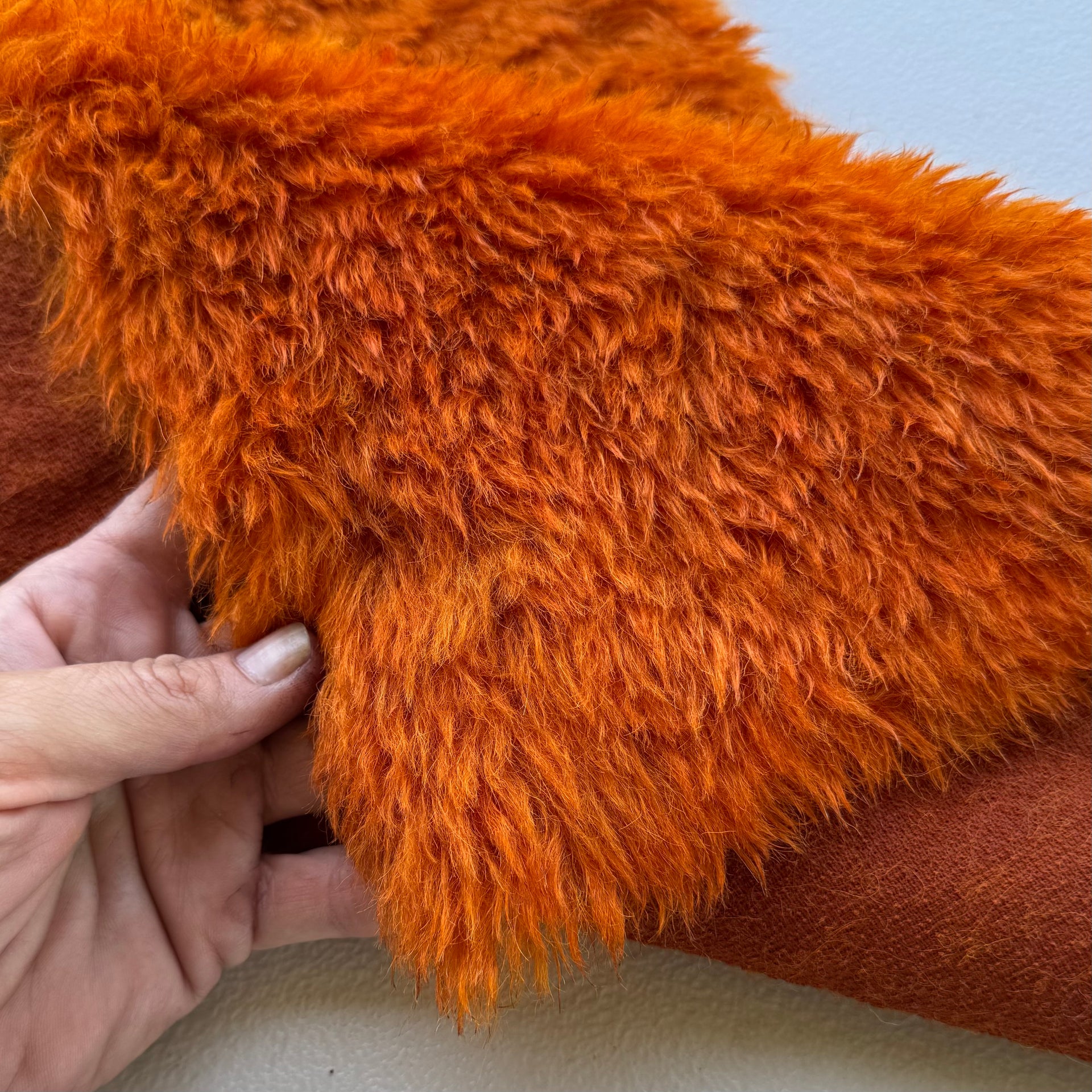 Long Alpaca - Hand Dyed Burnt Orange - Fat 1/8m - DEC053