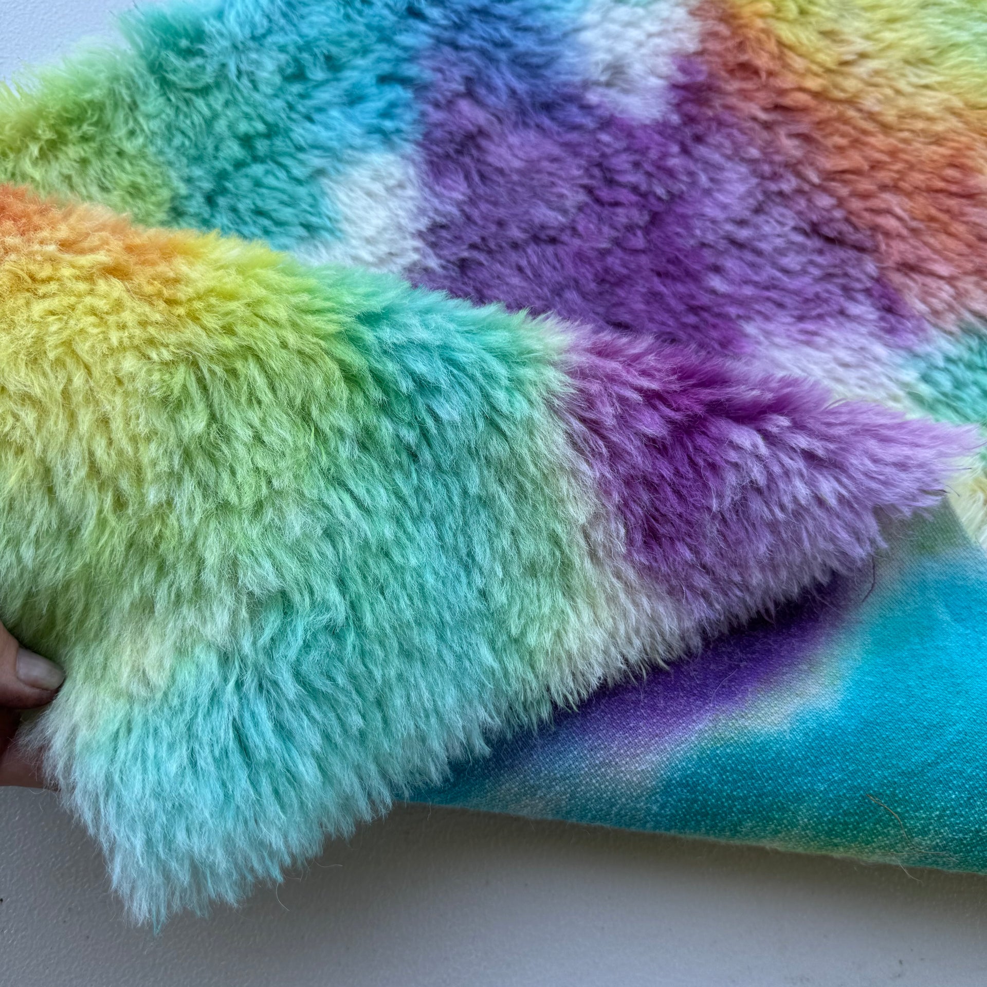 Long Alpaca - Hand Dyed Rainbow Clouds - Fat 1/4m - DEC064