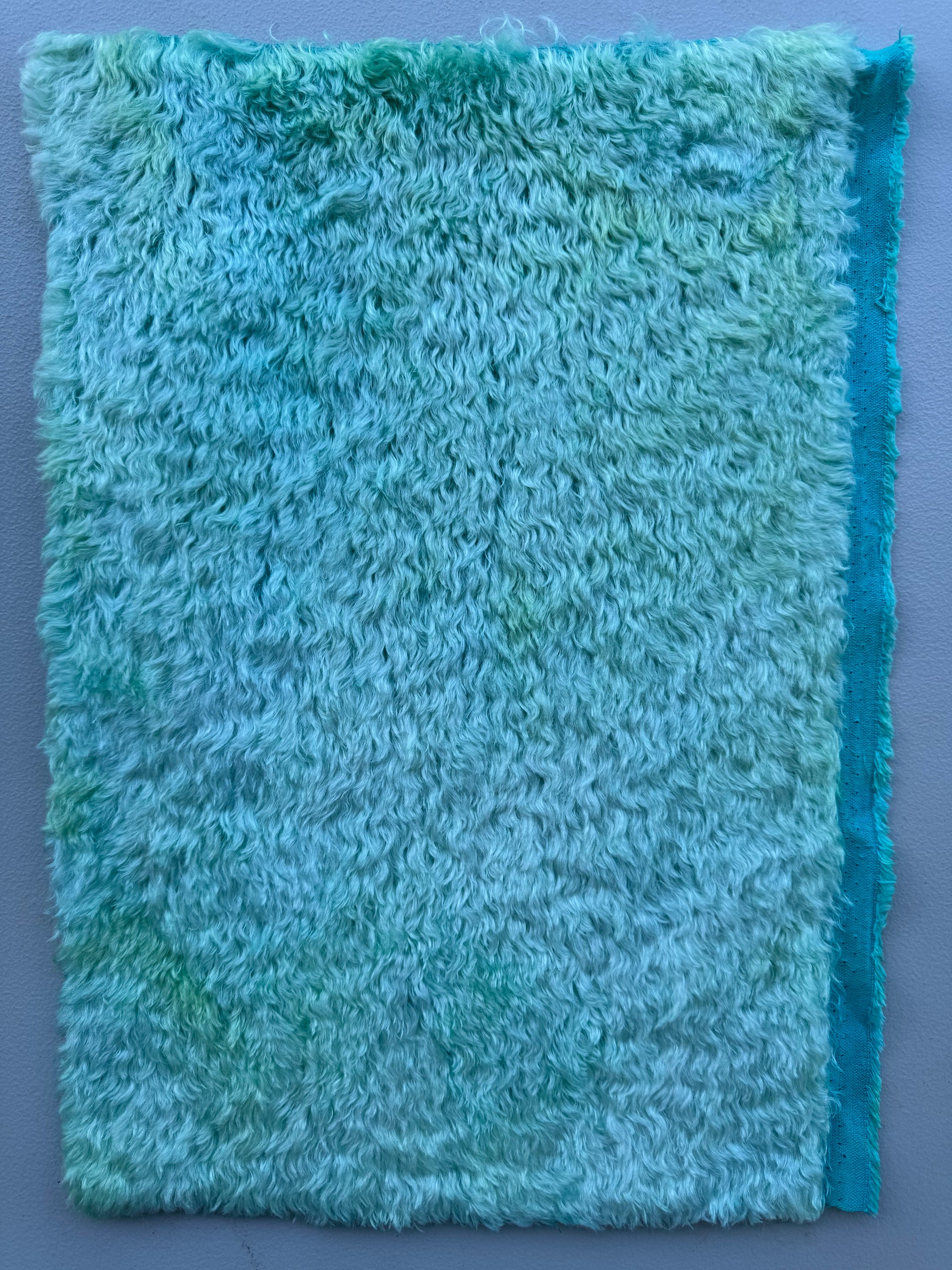 Crimped Mohair/Viscose - Hand Dyed Aqua Lime Batik - Fat 1/8m - DEC068