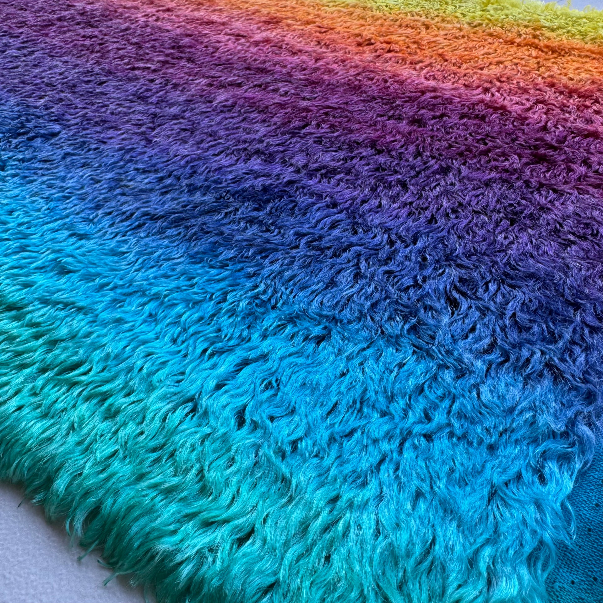 Crimped Mohair/Viscose - Hand Dyed Rainbow Sunset - Fat 1/4m - DEC075