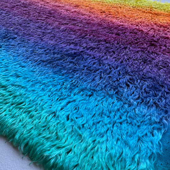 Crimped Mohair/Viscose - Hand Dyed Rainbow Sunset - Fat 1/4m - DEC075