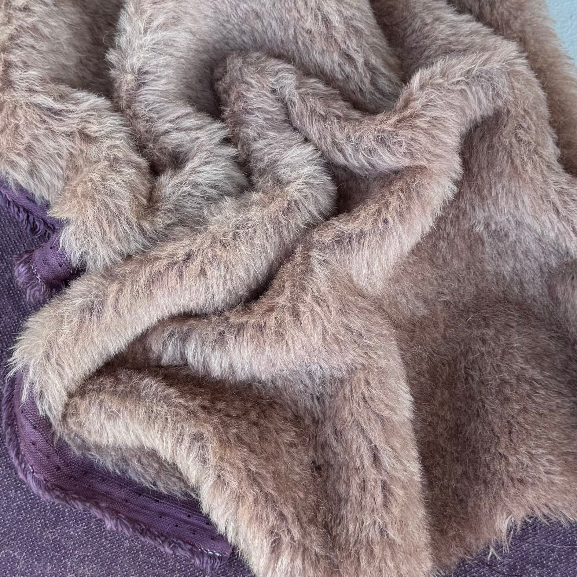 Medium Alpaca  - Hand Dyed Milk Choc on Eggplant - Fat 1/4m - DEC085